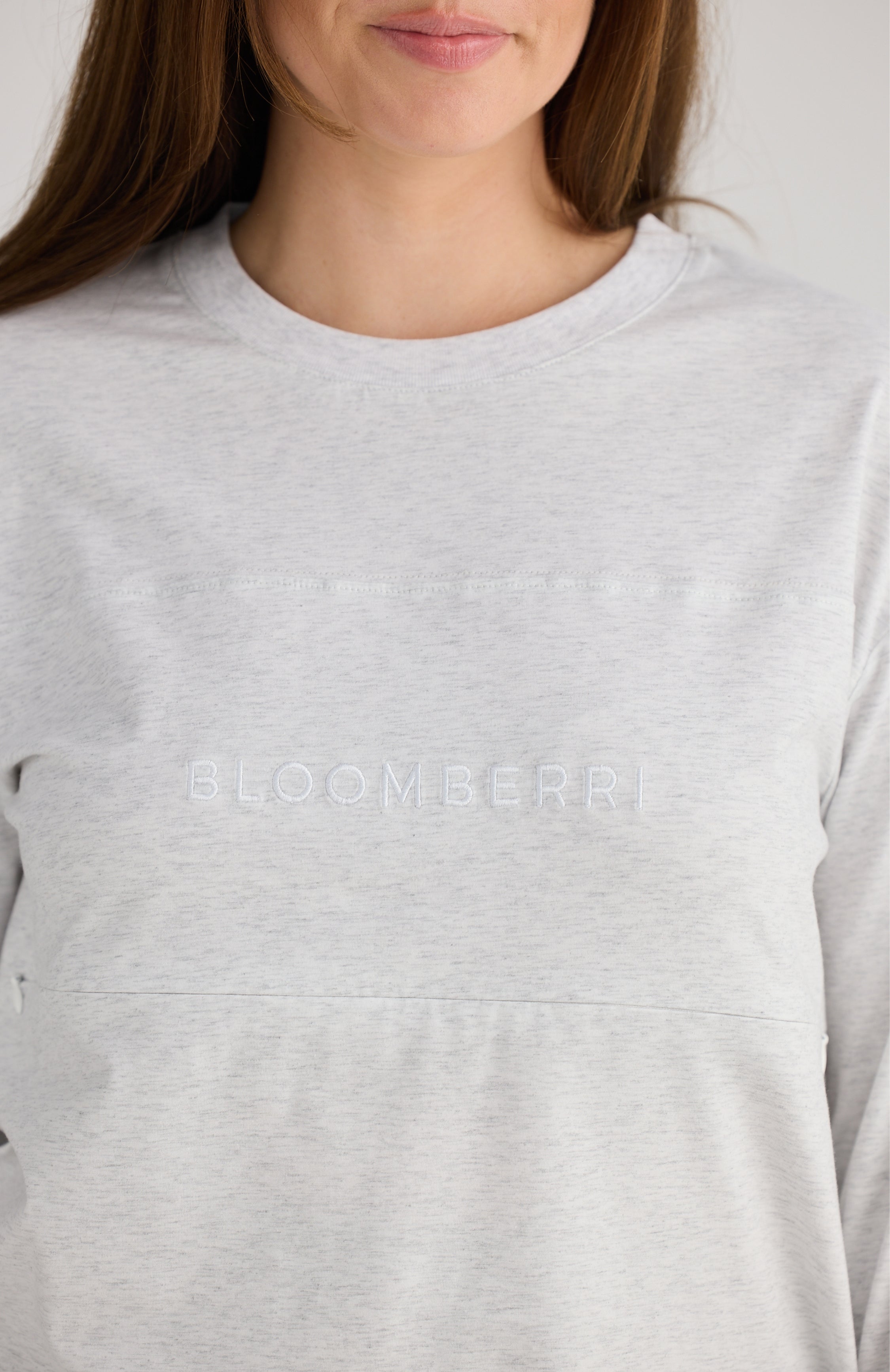 Aria Long Sleeve Nursing Tee (Grey Marle)