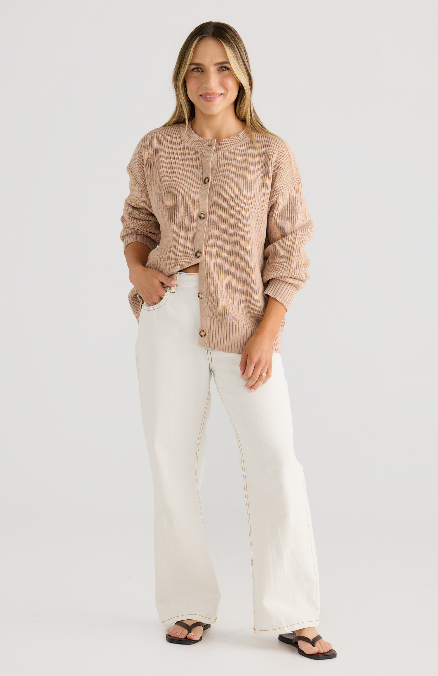 Celine Knit Cardigan Biscuit