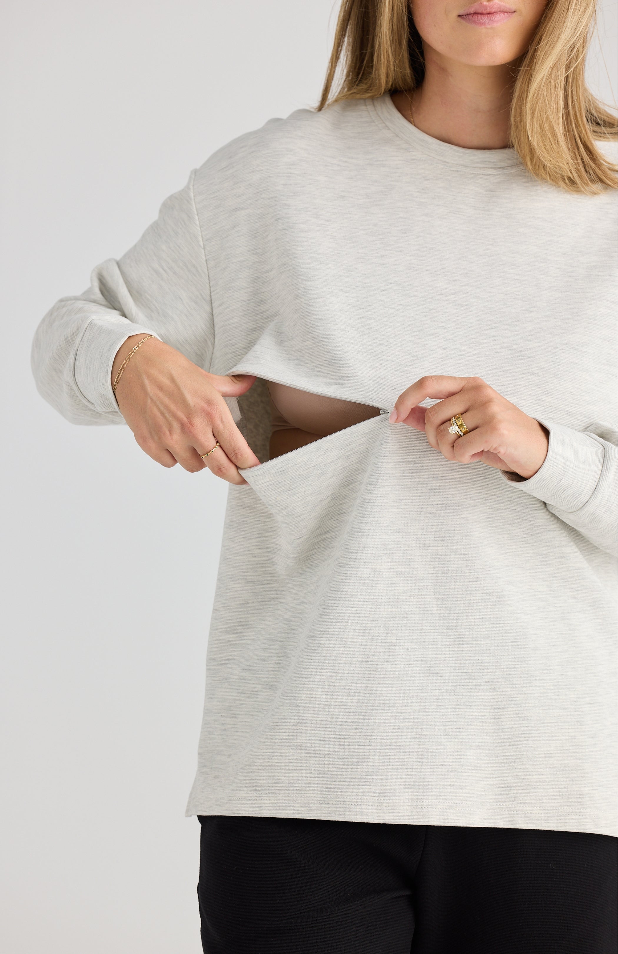 Piper Long Sleeve Breastfeeding Top Grey Marle