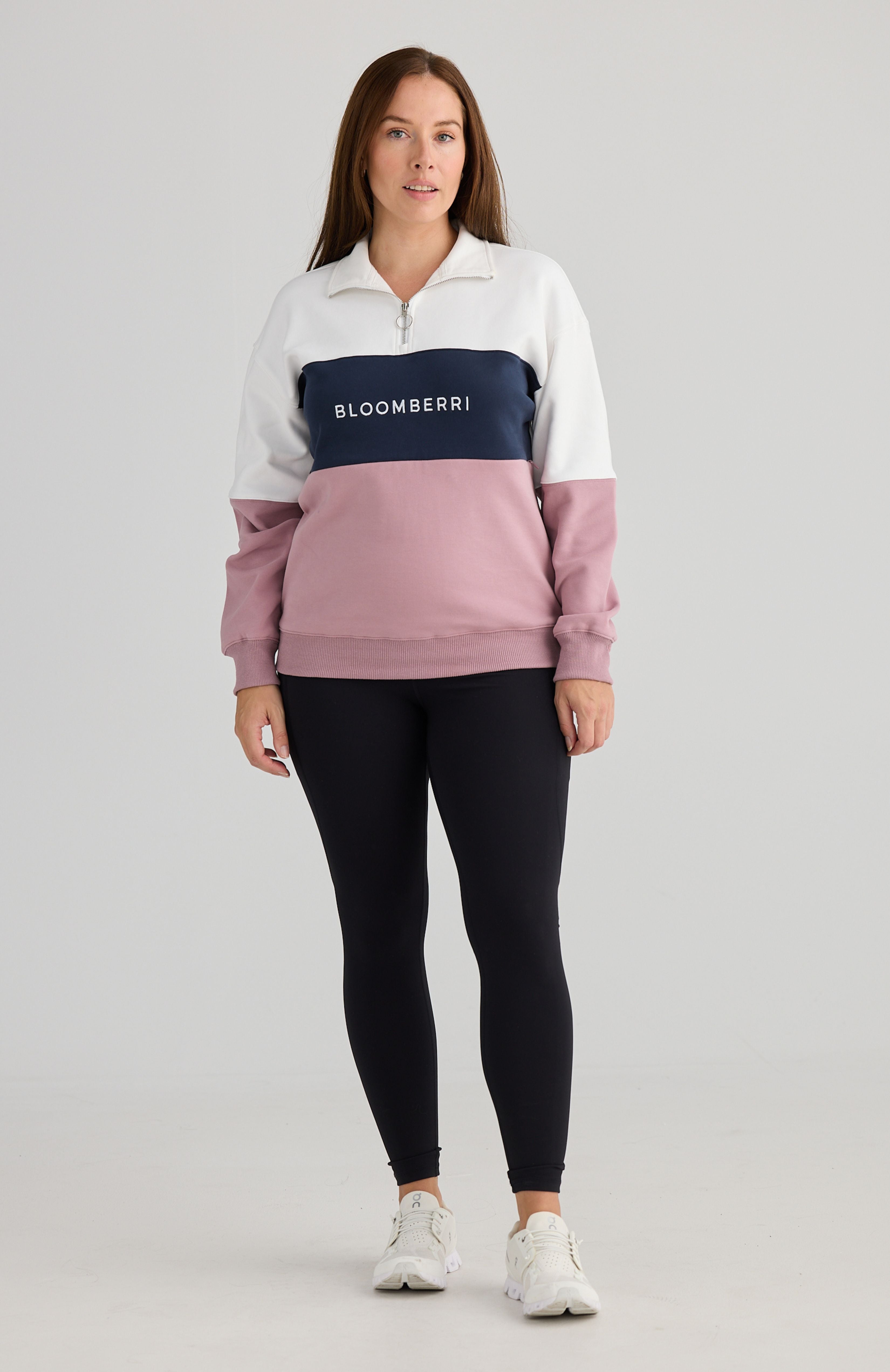 London Quarter Zip Pink, White, Navy