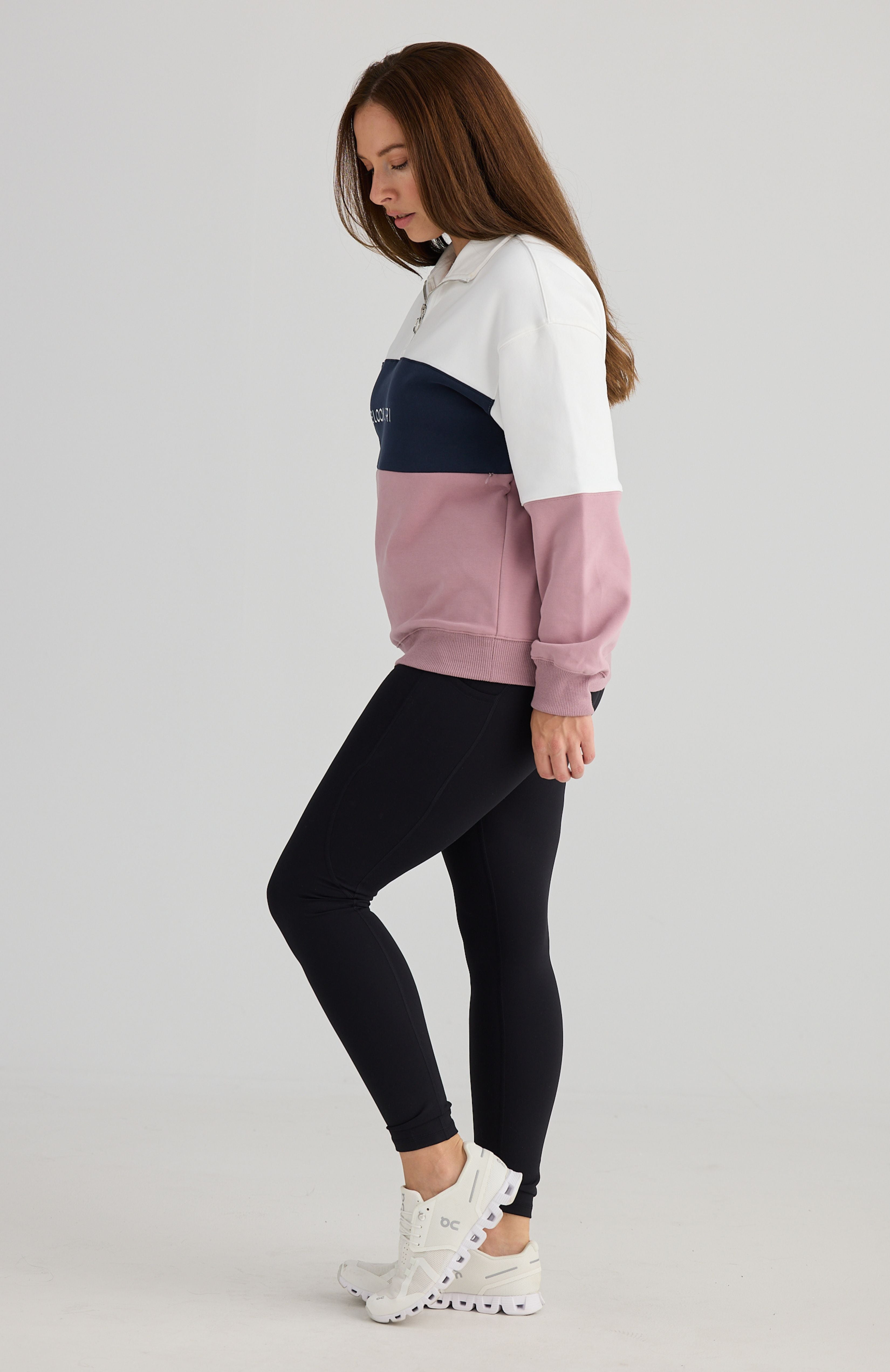 London Quarter Zip Pink, White, Navy
