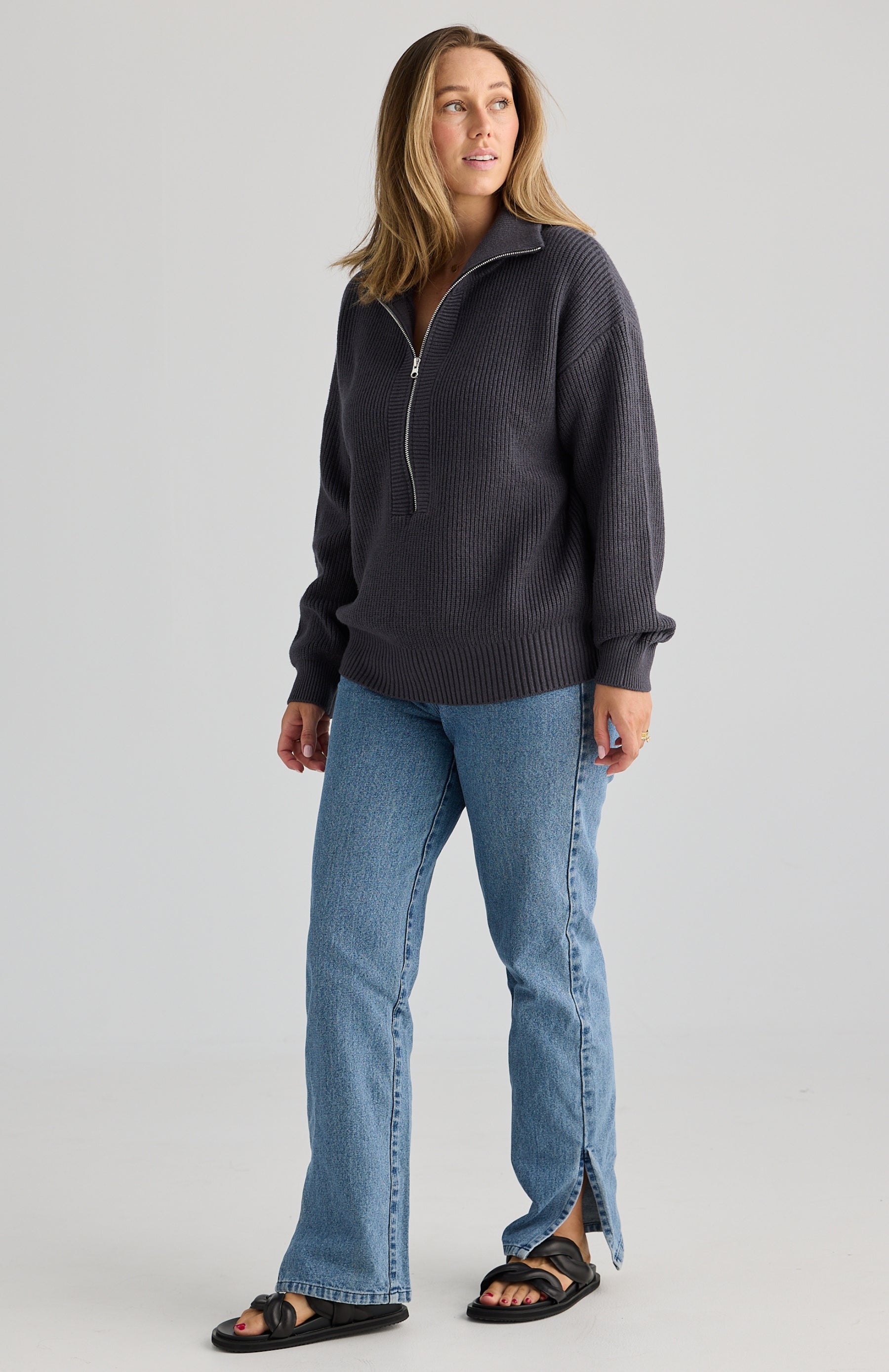 Charlie Knit Breastfeeding Jumper Charcoal
