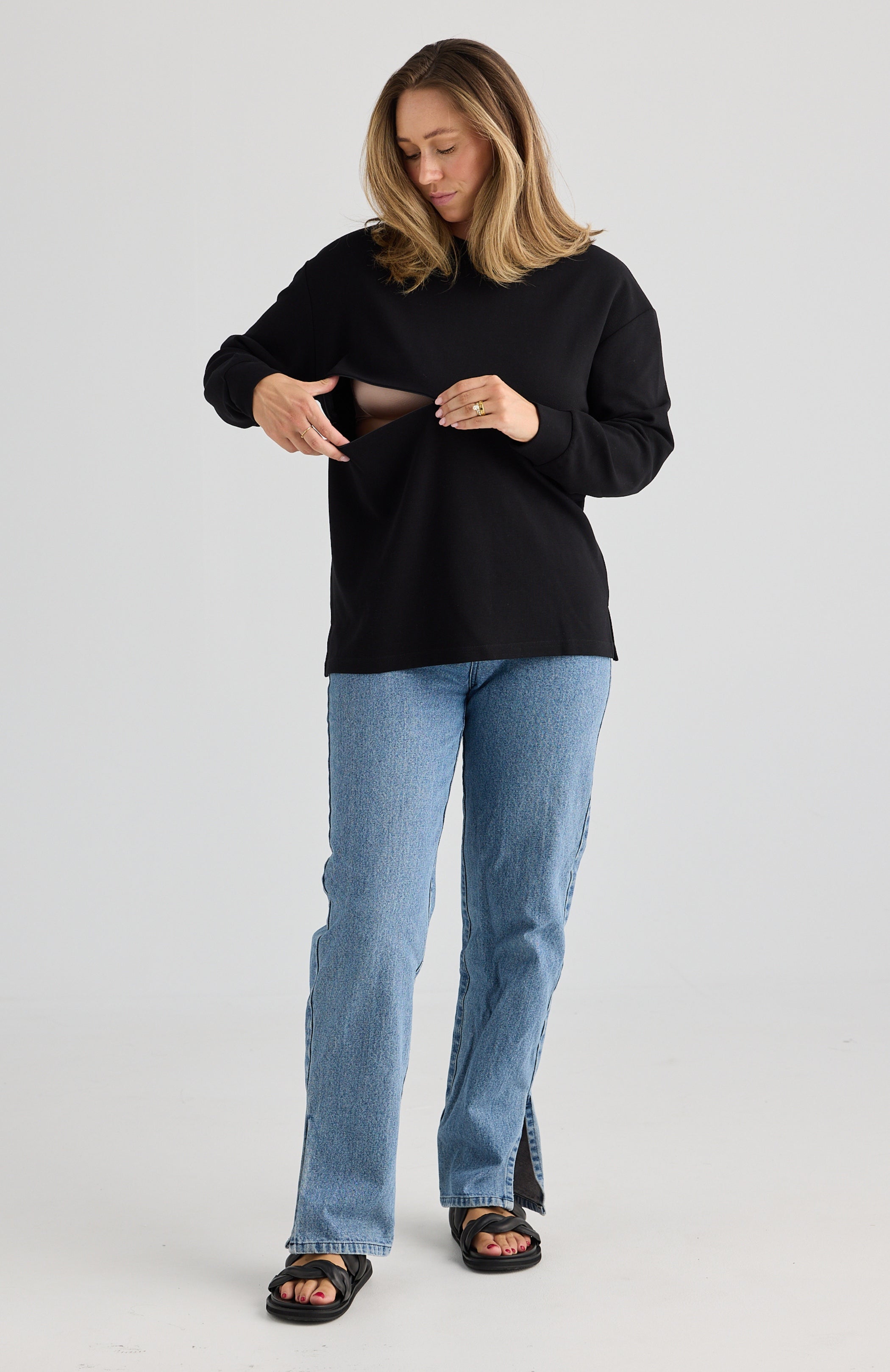 Piper Long Sleeve Breastfeeding Top Black