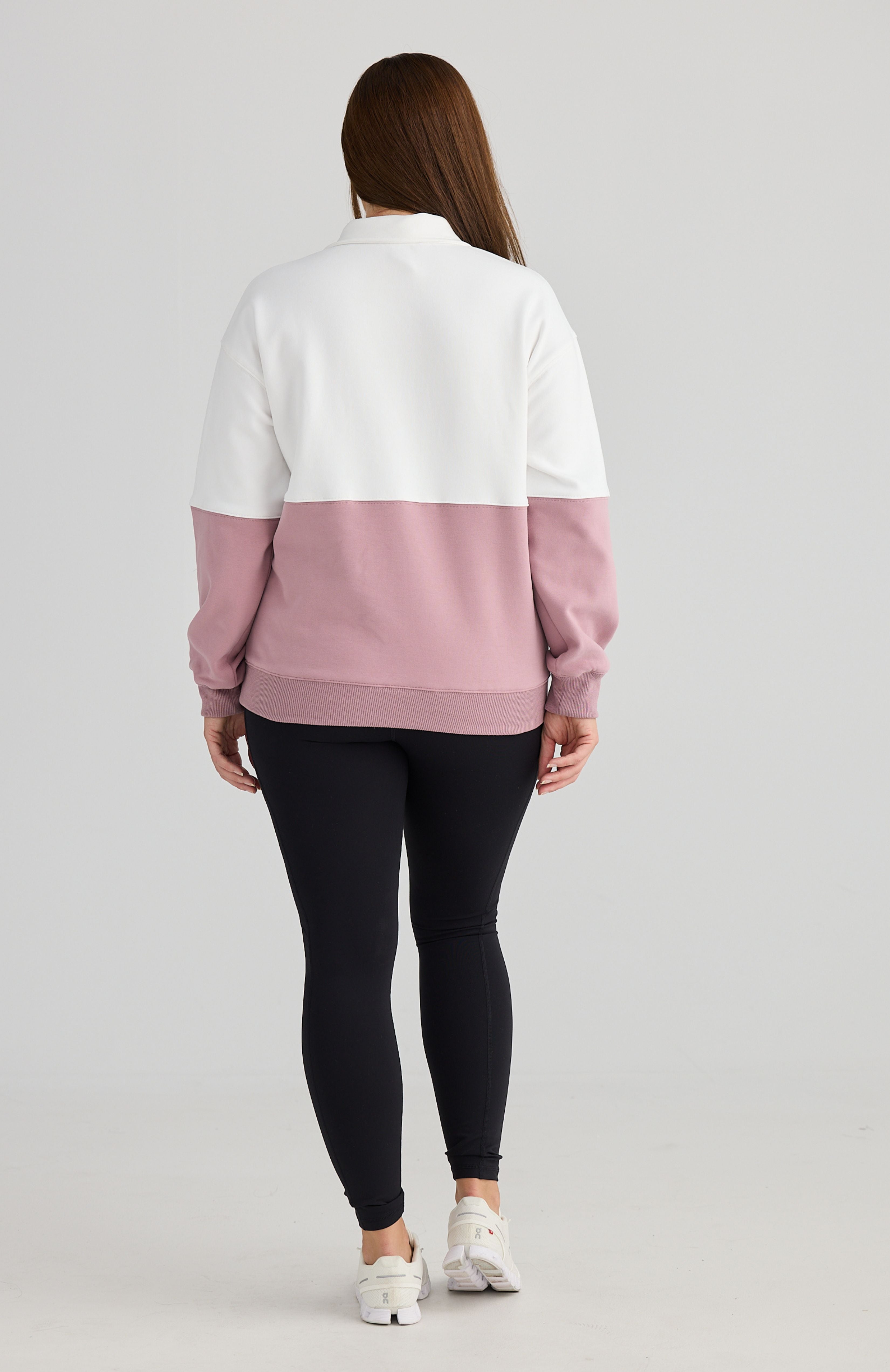 London Quarter Zip Pink, White, Navy