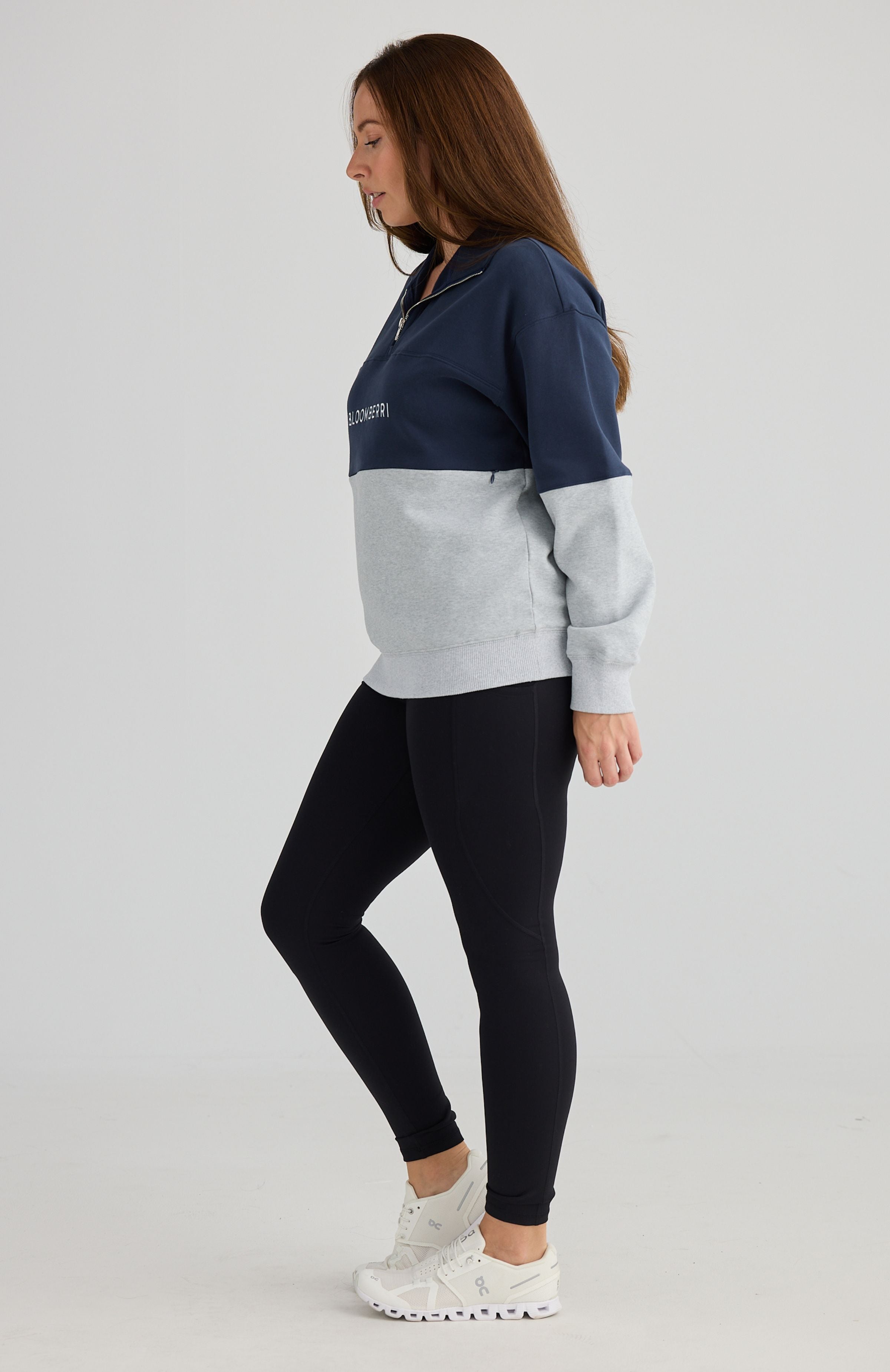 London Quarter Zip Navy-Grey