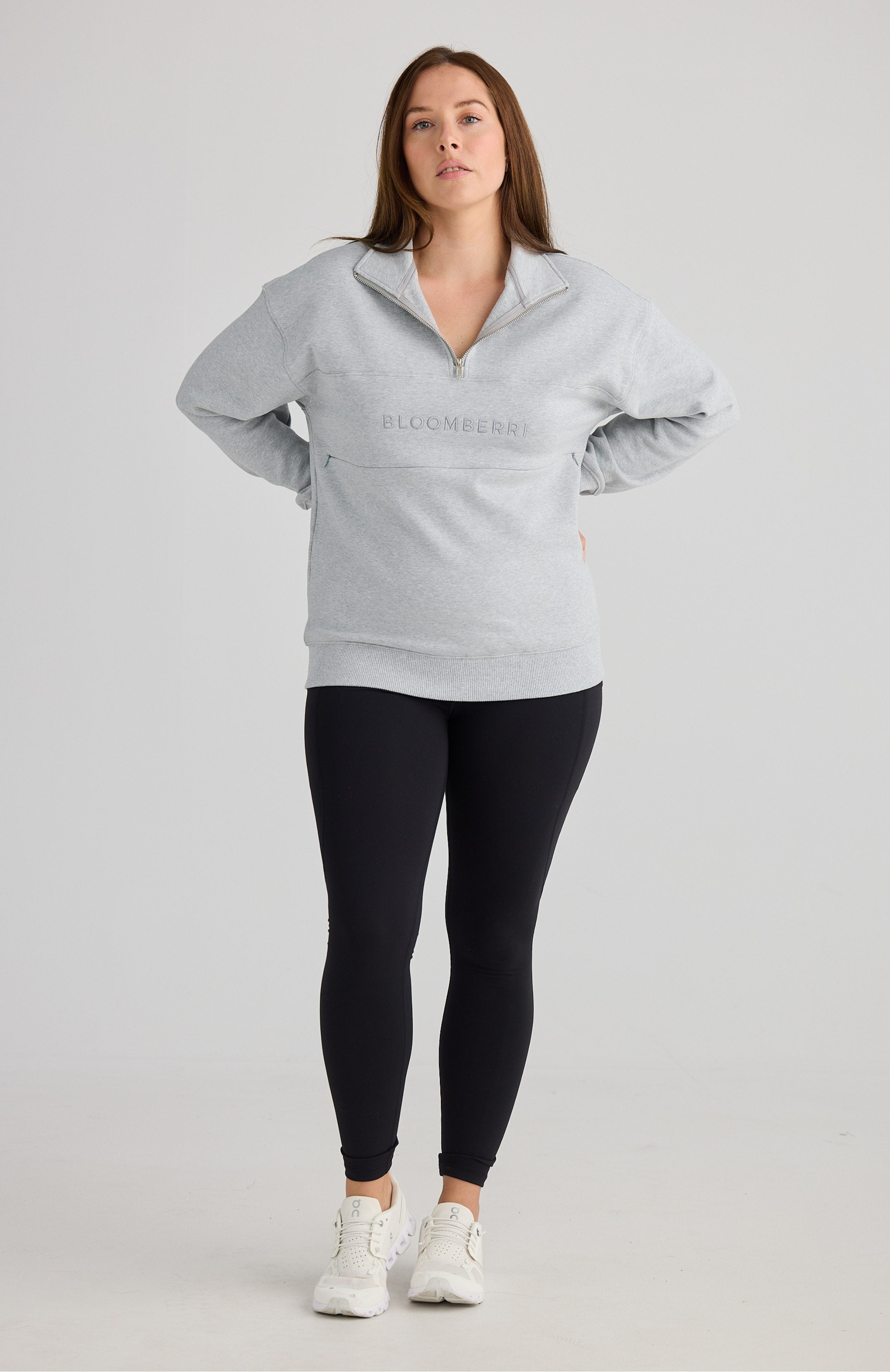 London Quarter Zip Heather Grey