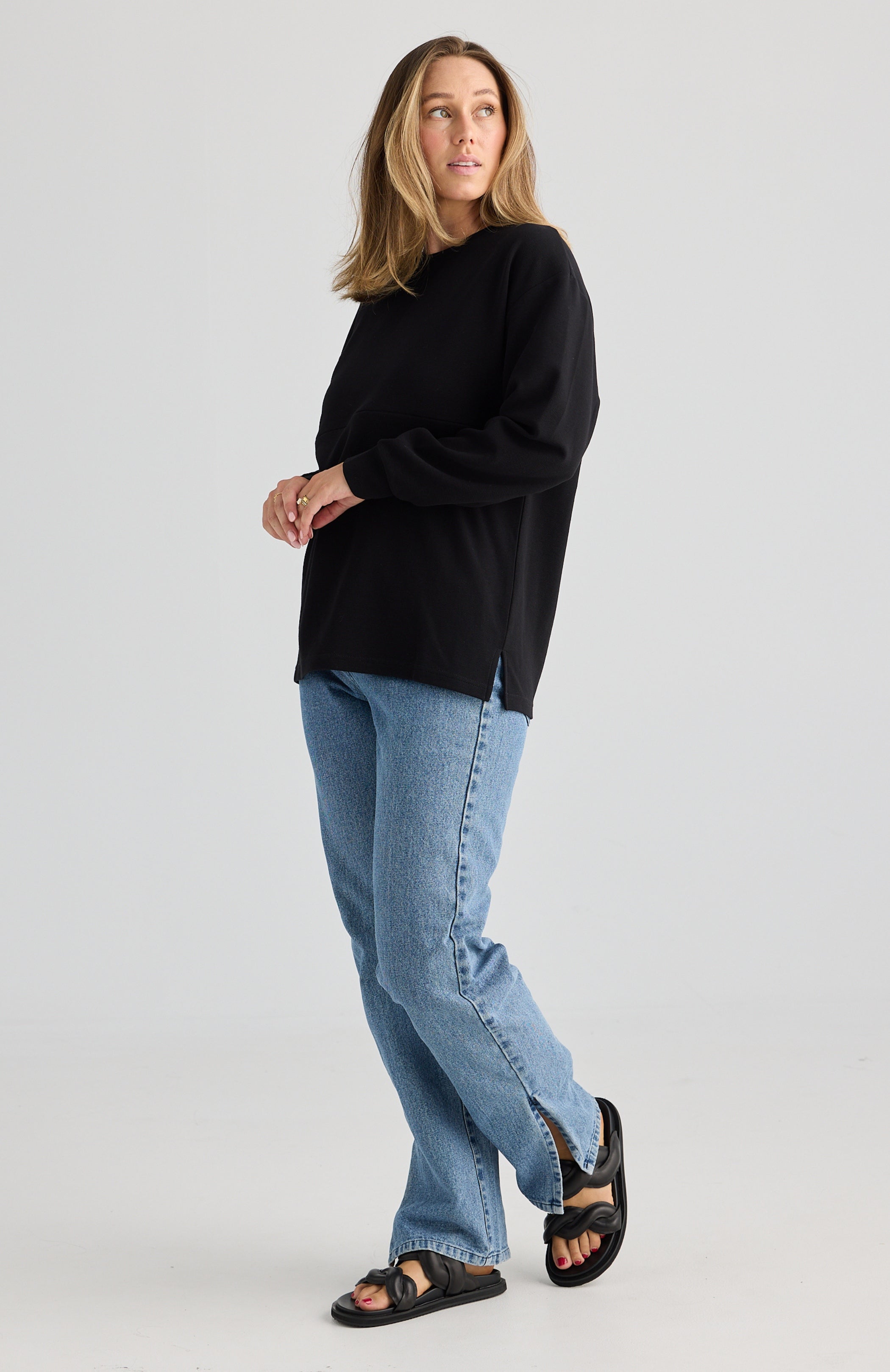 Piper Long Sleeve Breastfeeding Top Black