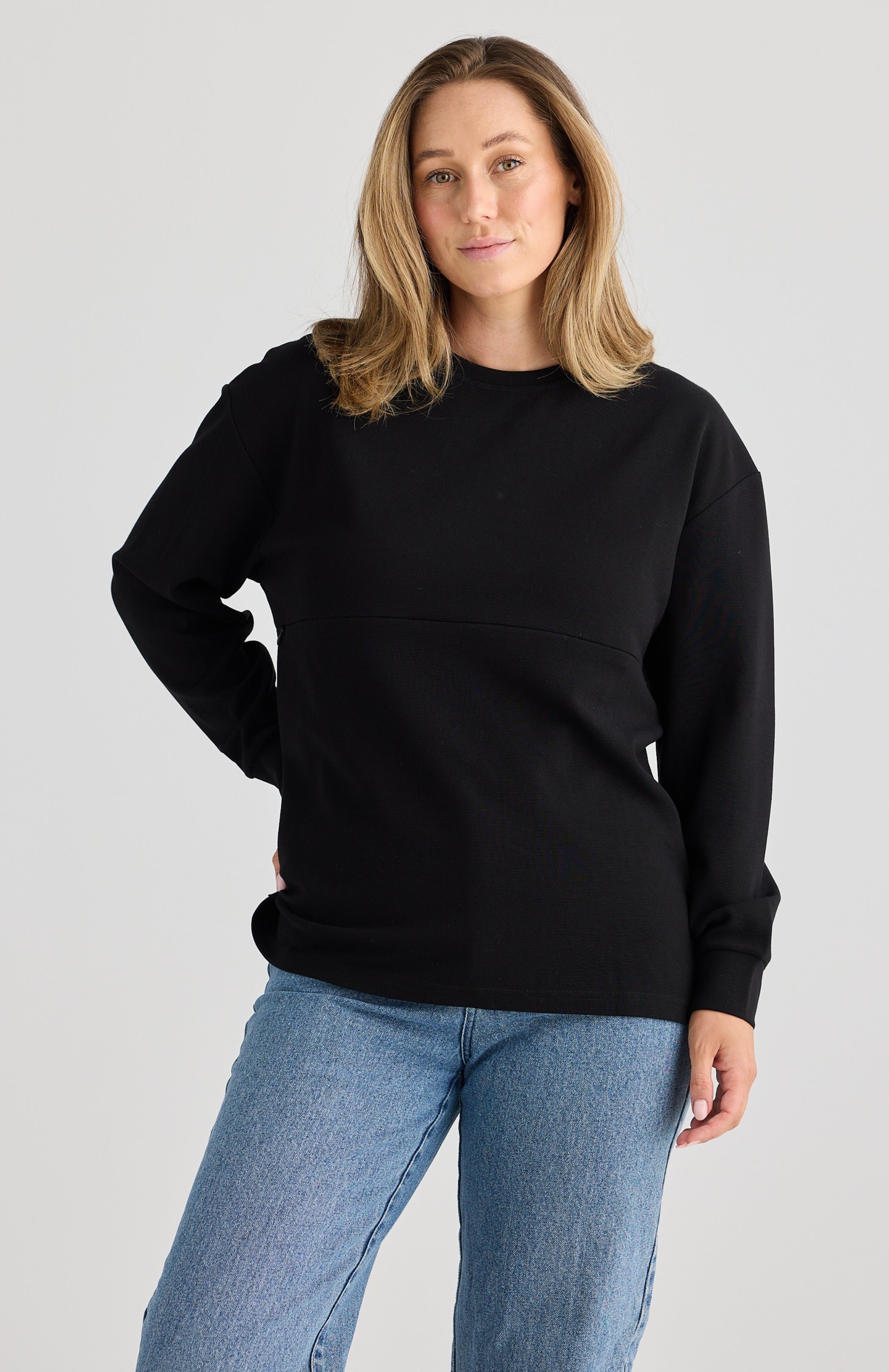 Piper Long Sleeve Breastfeeding Top Black
