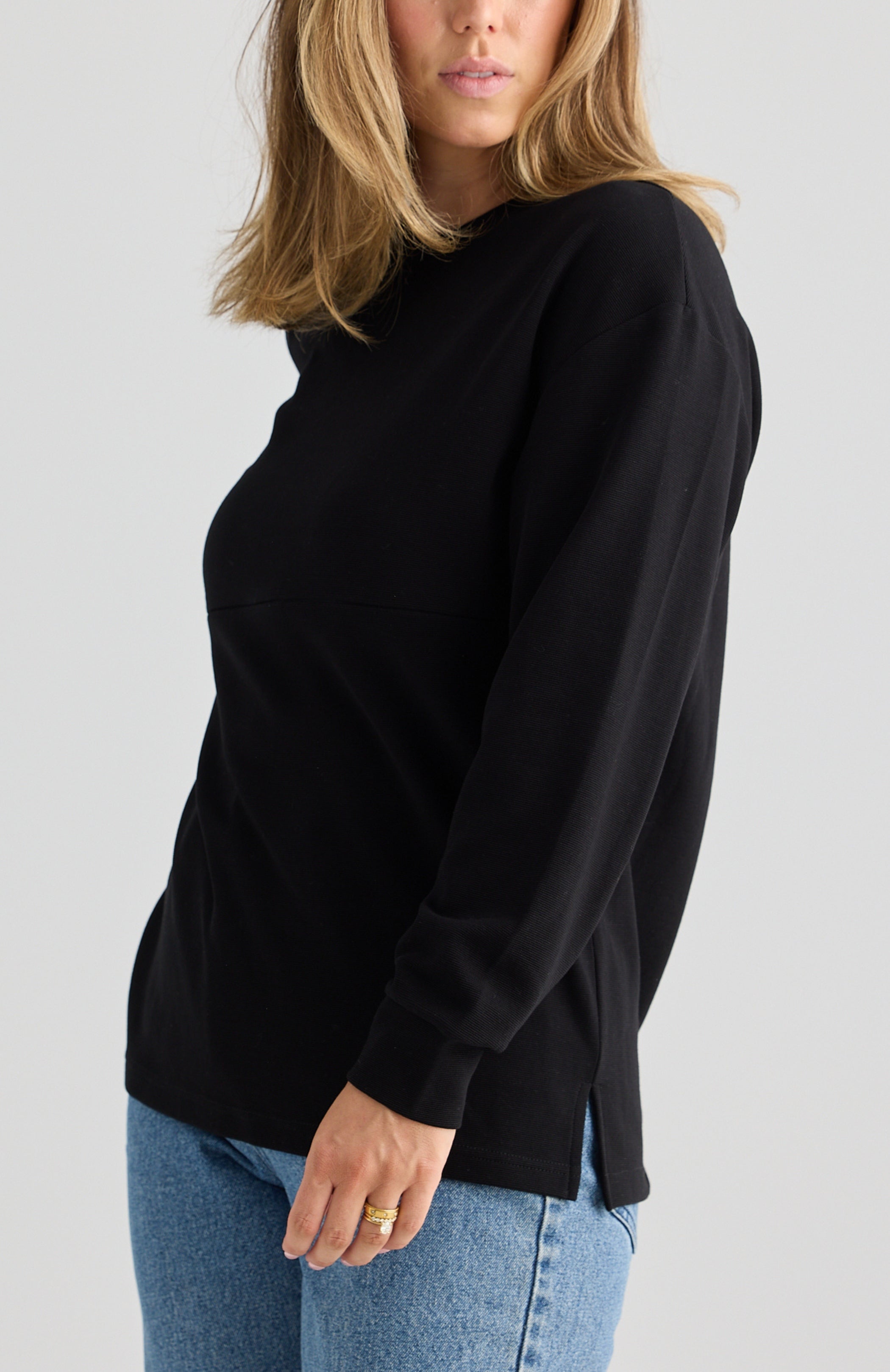 Piper Long Sleeve Breastfeeding Top Black