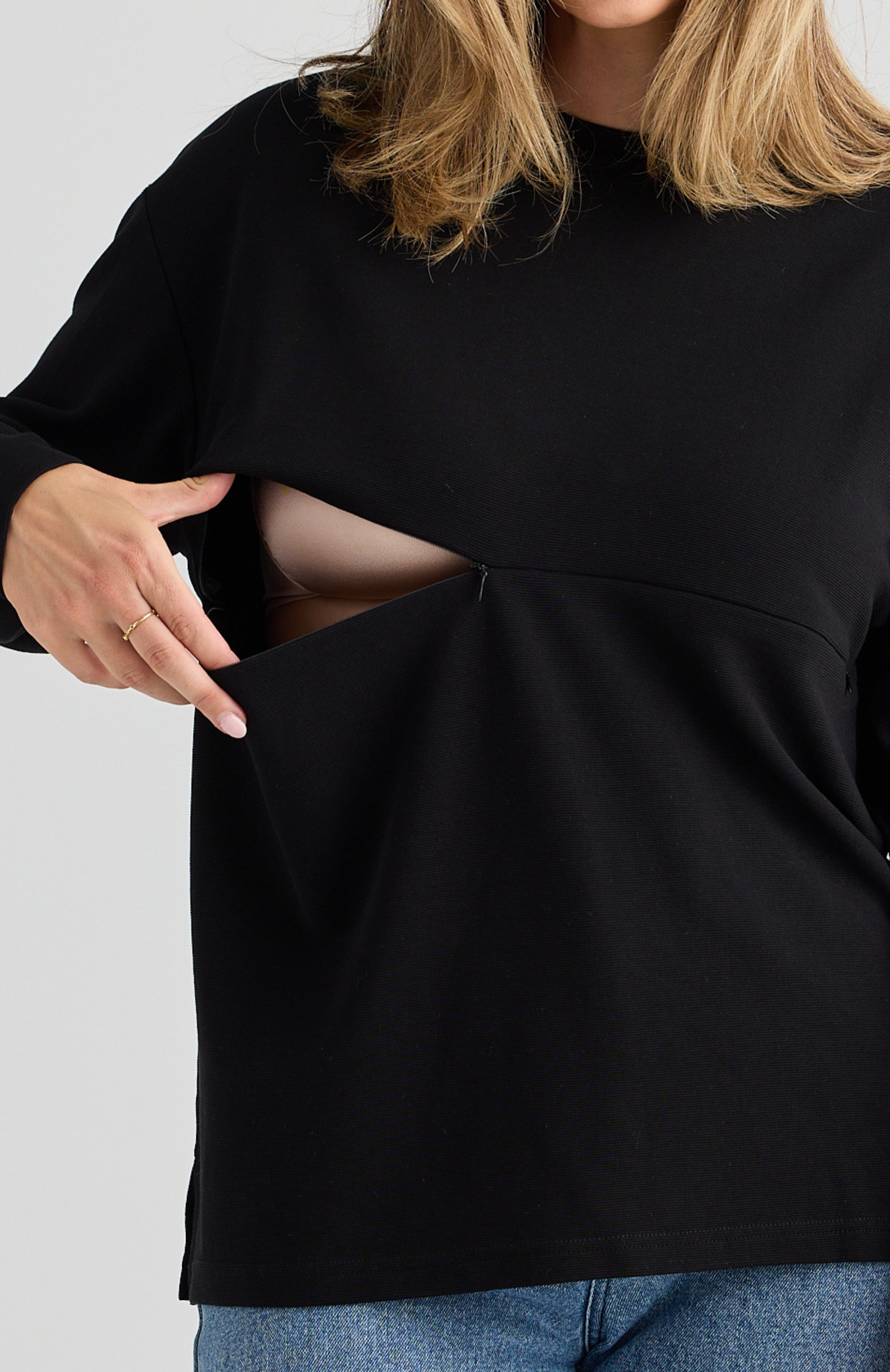 Piper Long Sleeve Breastfeeding Top Black
