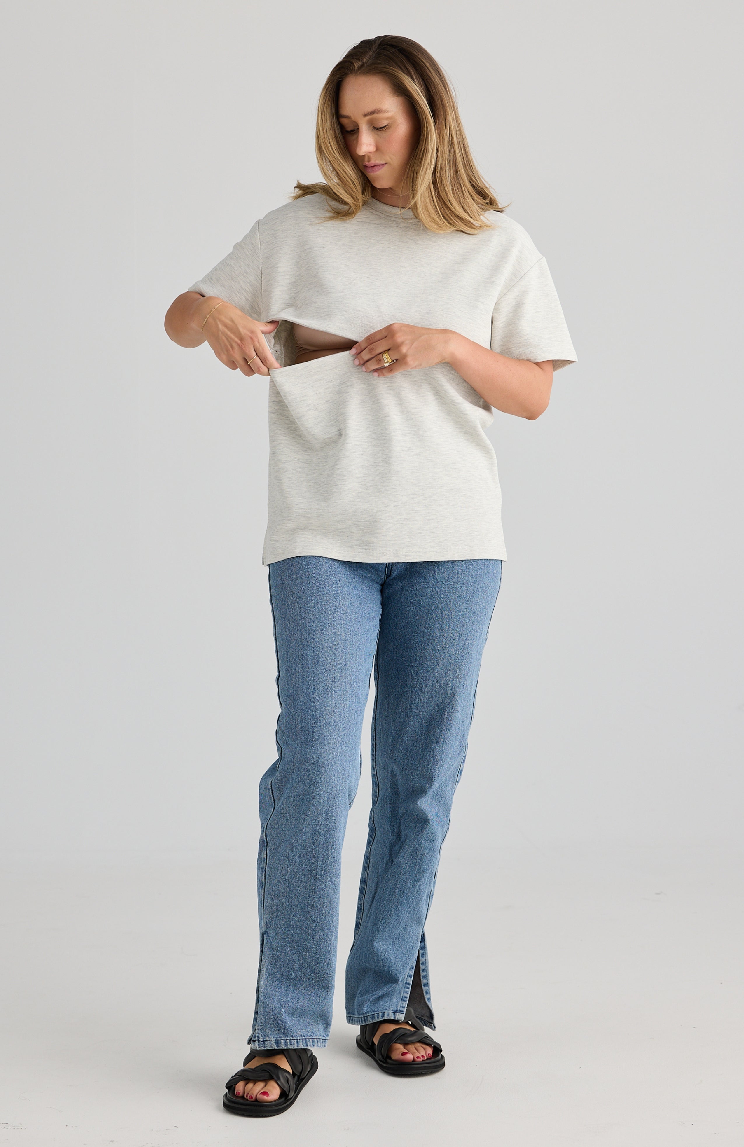 Isla Breastfeeding Top Grey Marle