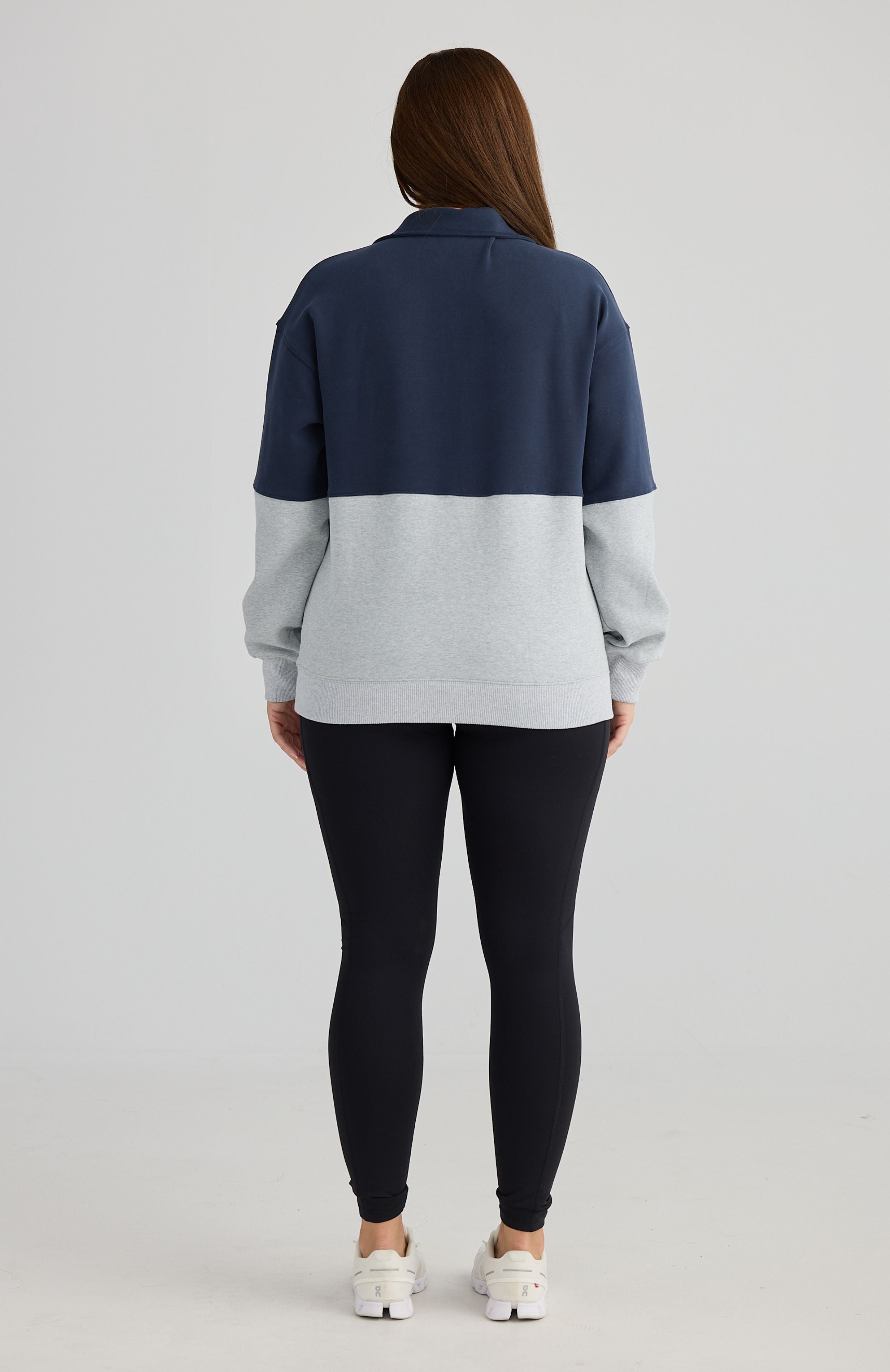 London Quarter Zip Navy-Grey