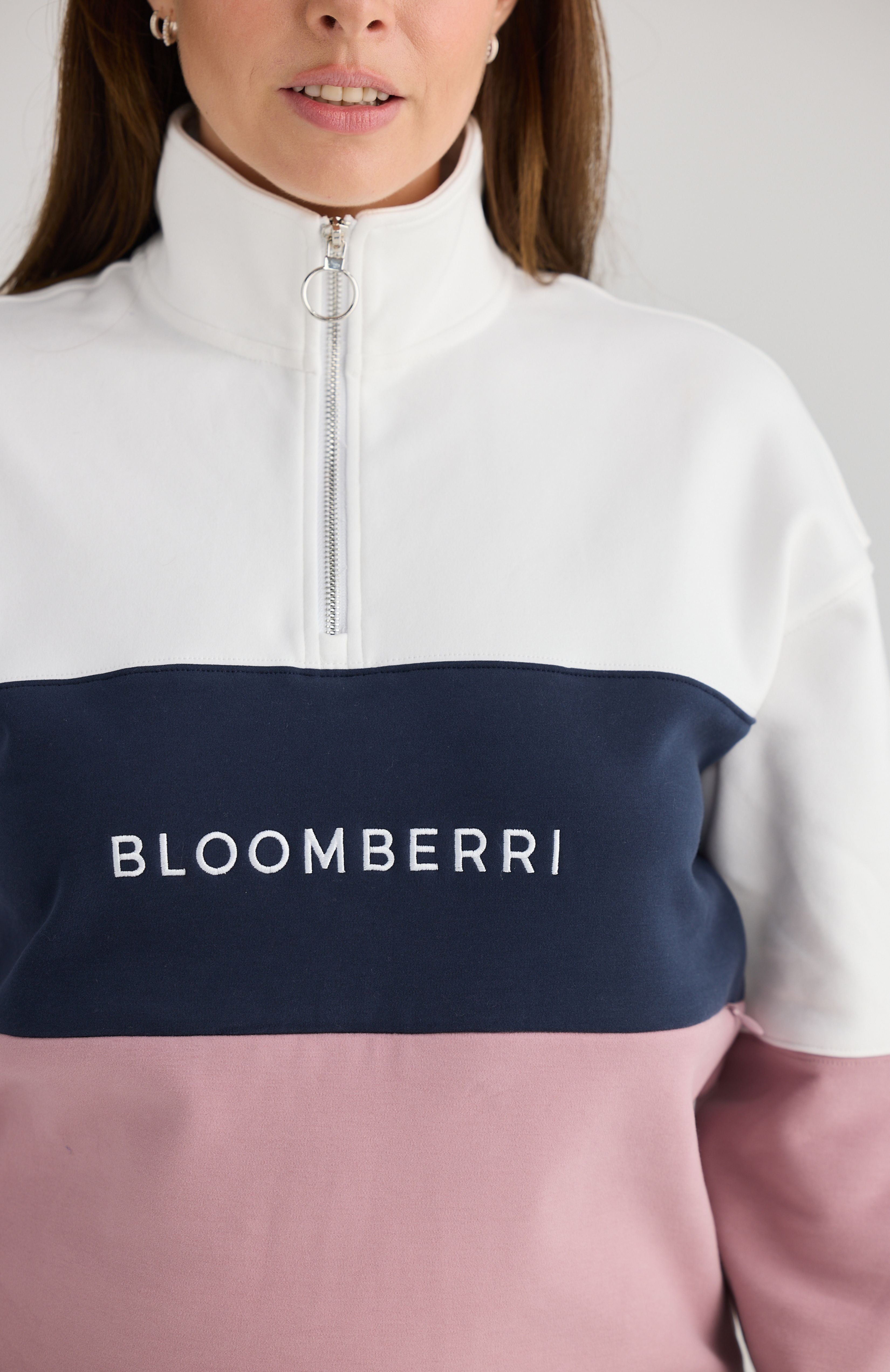London Quarter Zip Pink, White, Navy