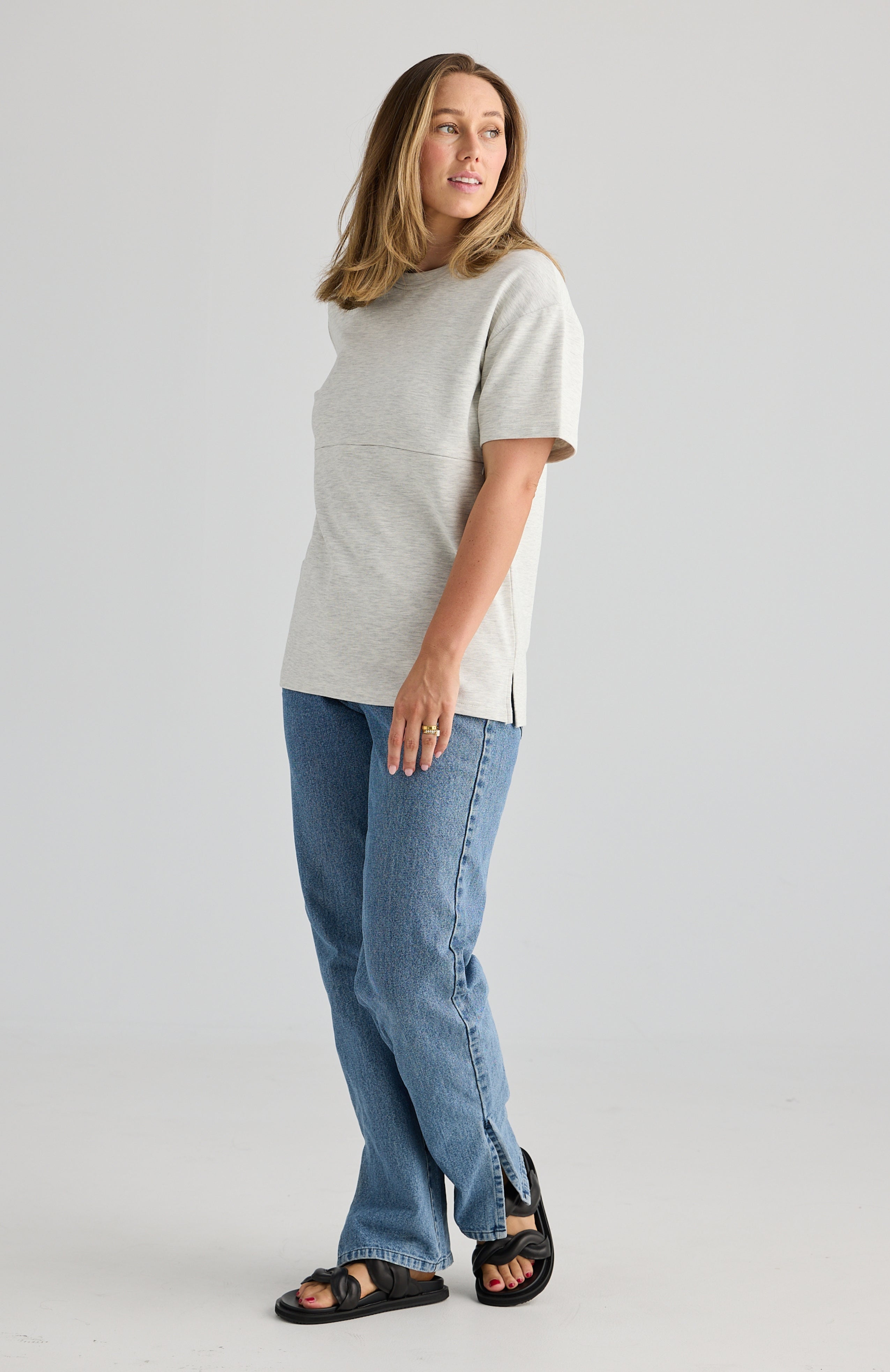 Isla Breastfeeding Top Grey Marle