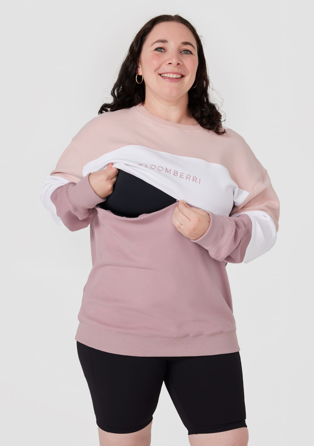 Elevate Nursing Sweater (Pink-White)
