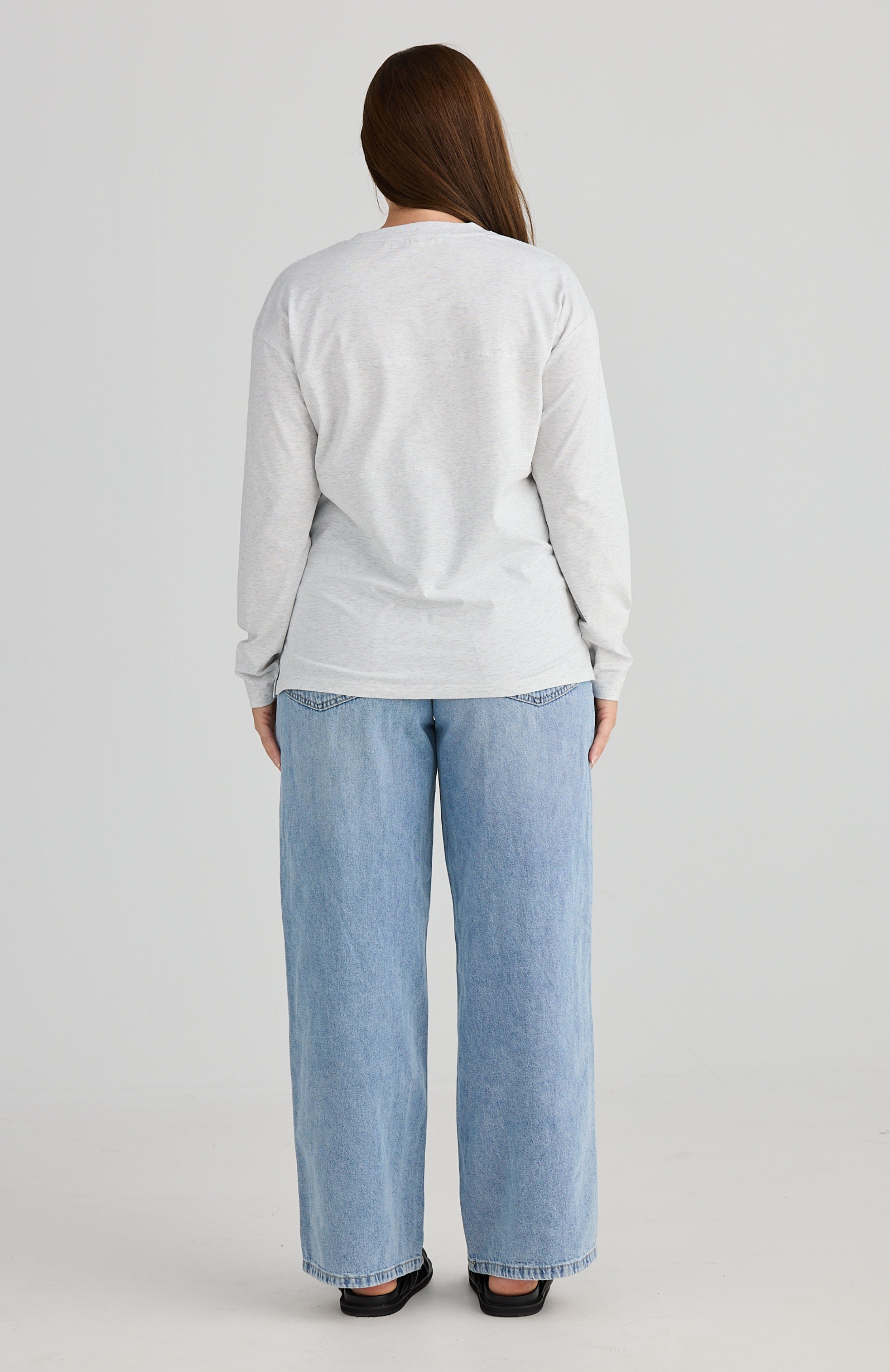 Aria Long Sleeve Nursing Tee (Grey Marle)