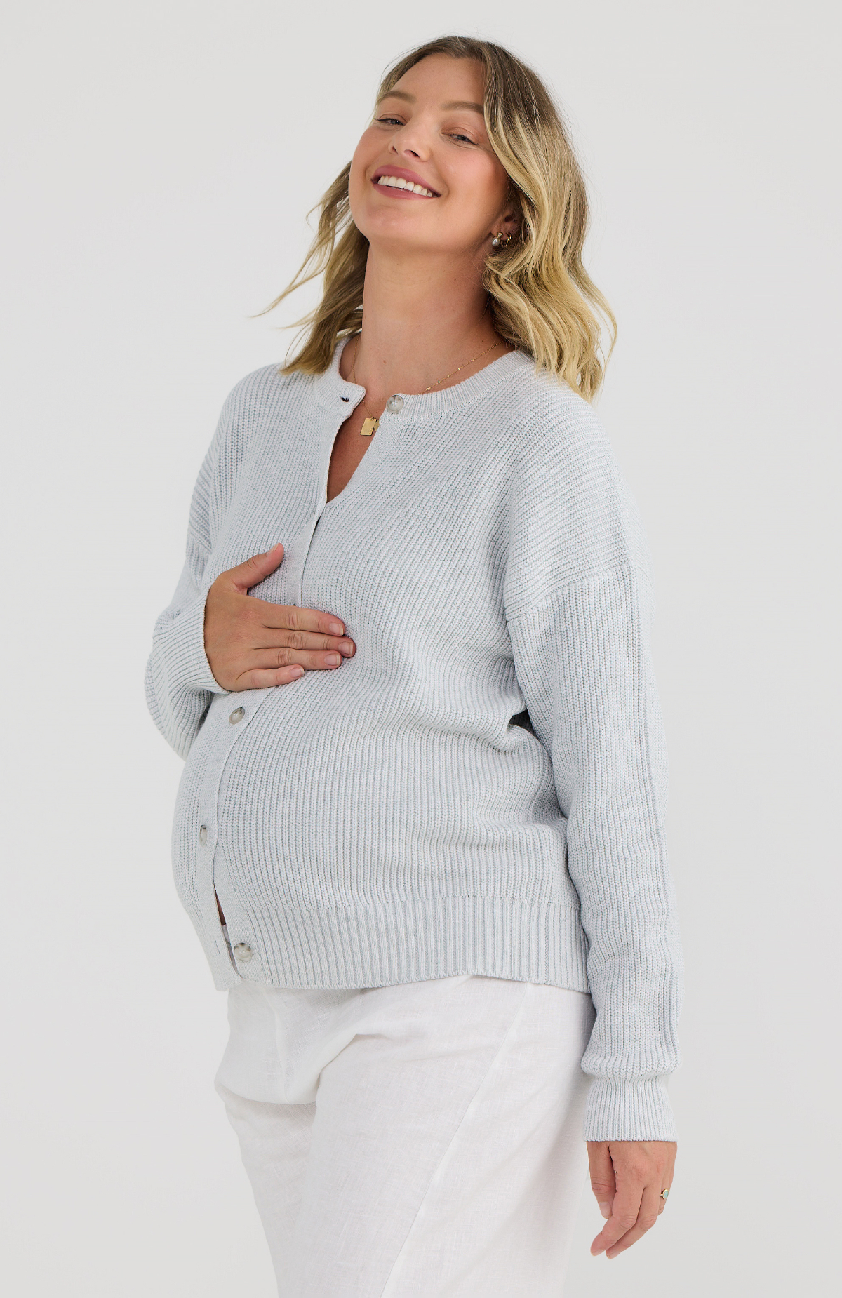 Celine Knit Cardigan Grey Marle