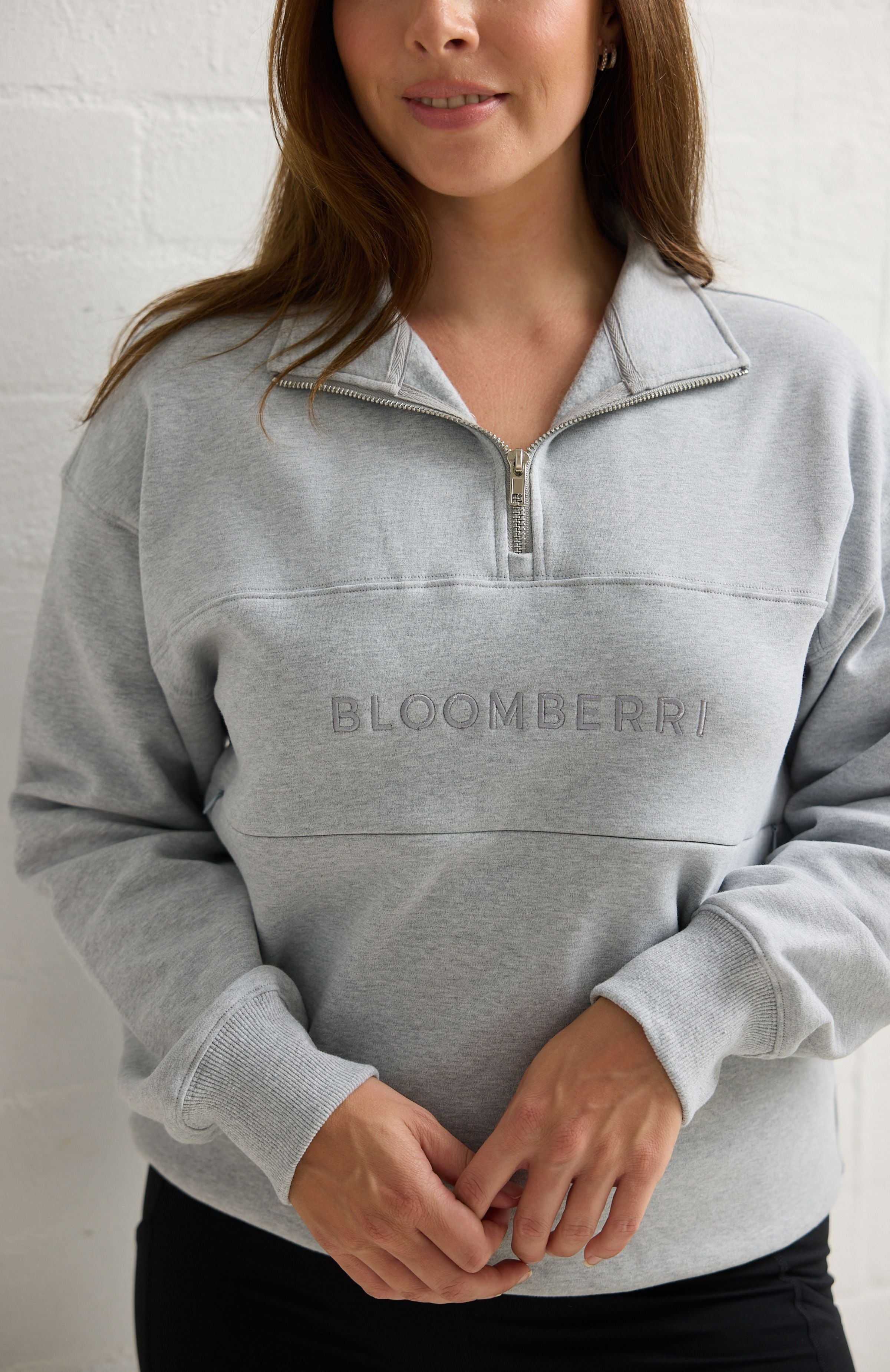 London Quarter Zip Heather Grey