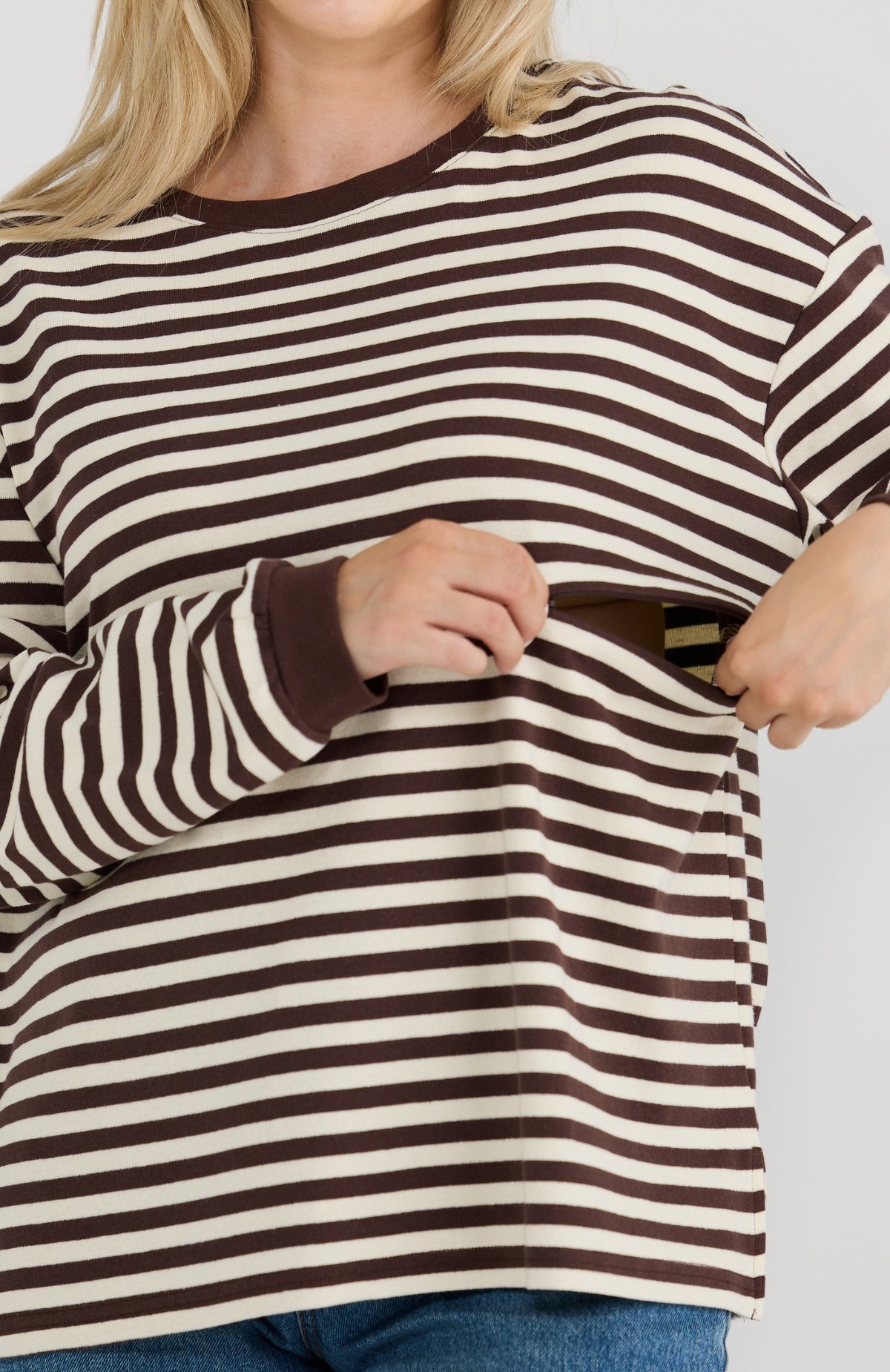 Stevie Long Sleeve Top Chocolate Stripe
