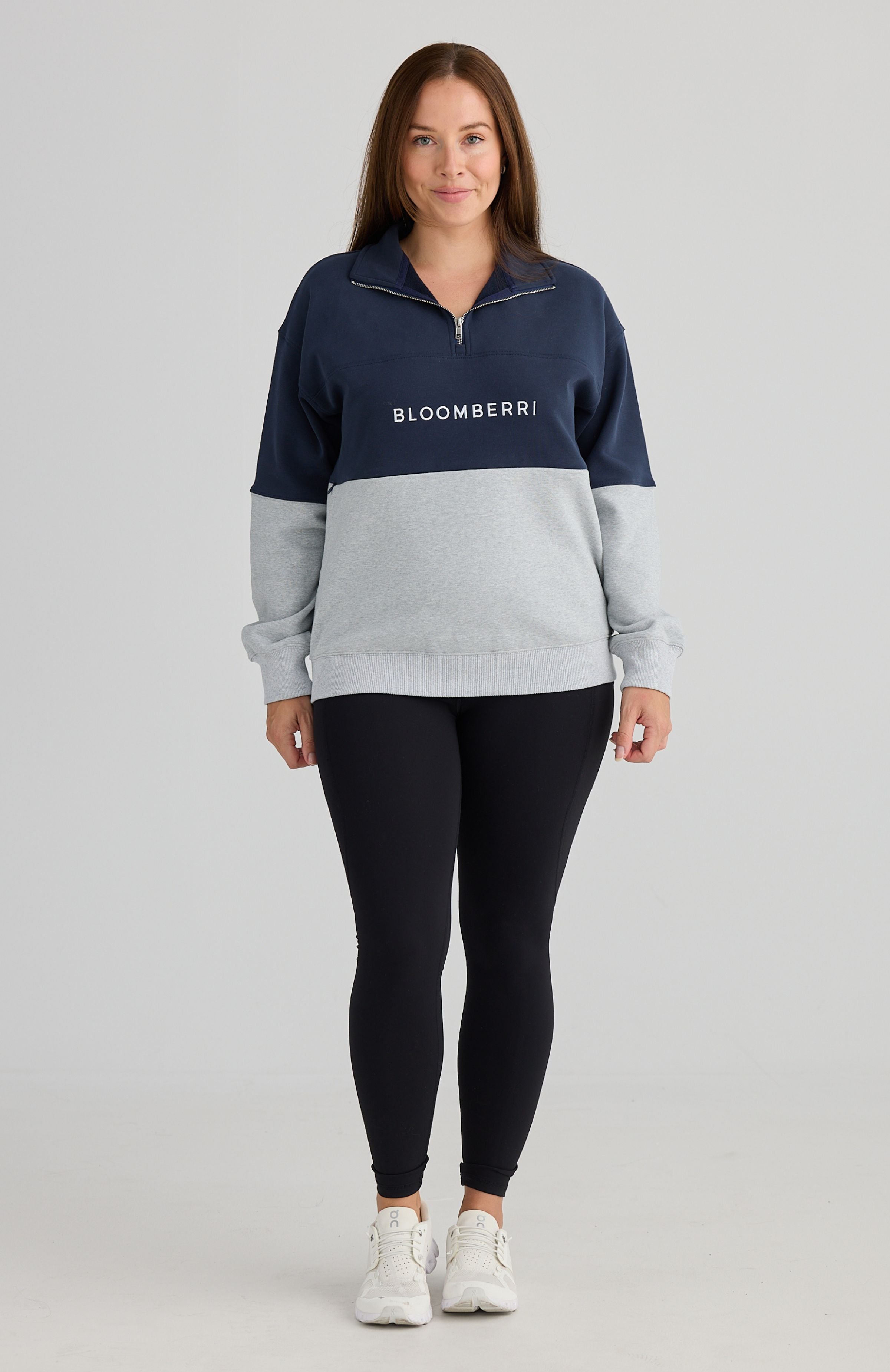 Breastfeeding Quarter Zip Navy by Bloomberri