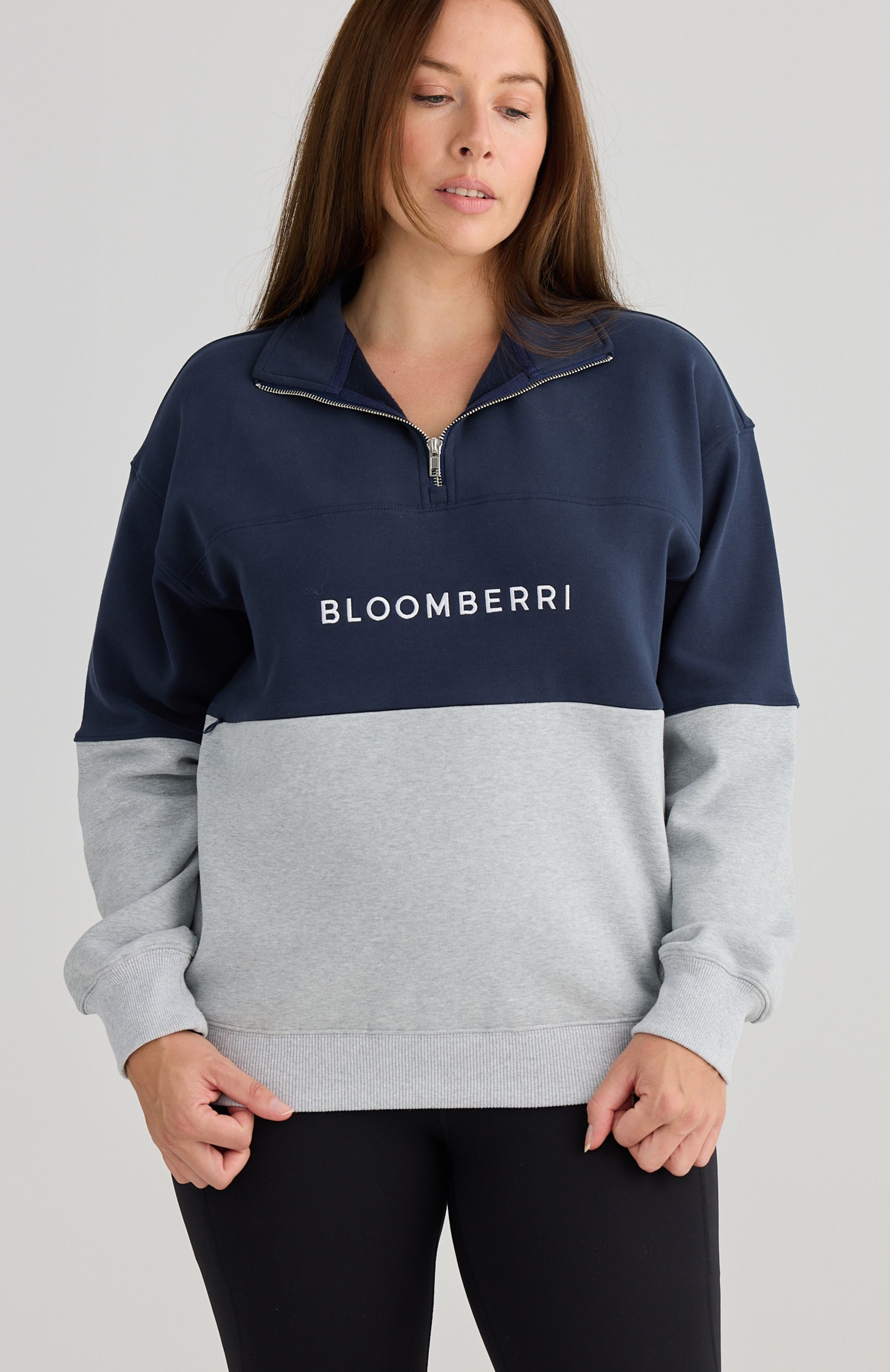 Nursing Jumper Quarter Zip Navy by Bloomberri