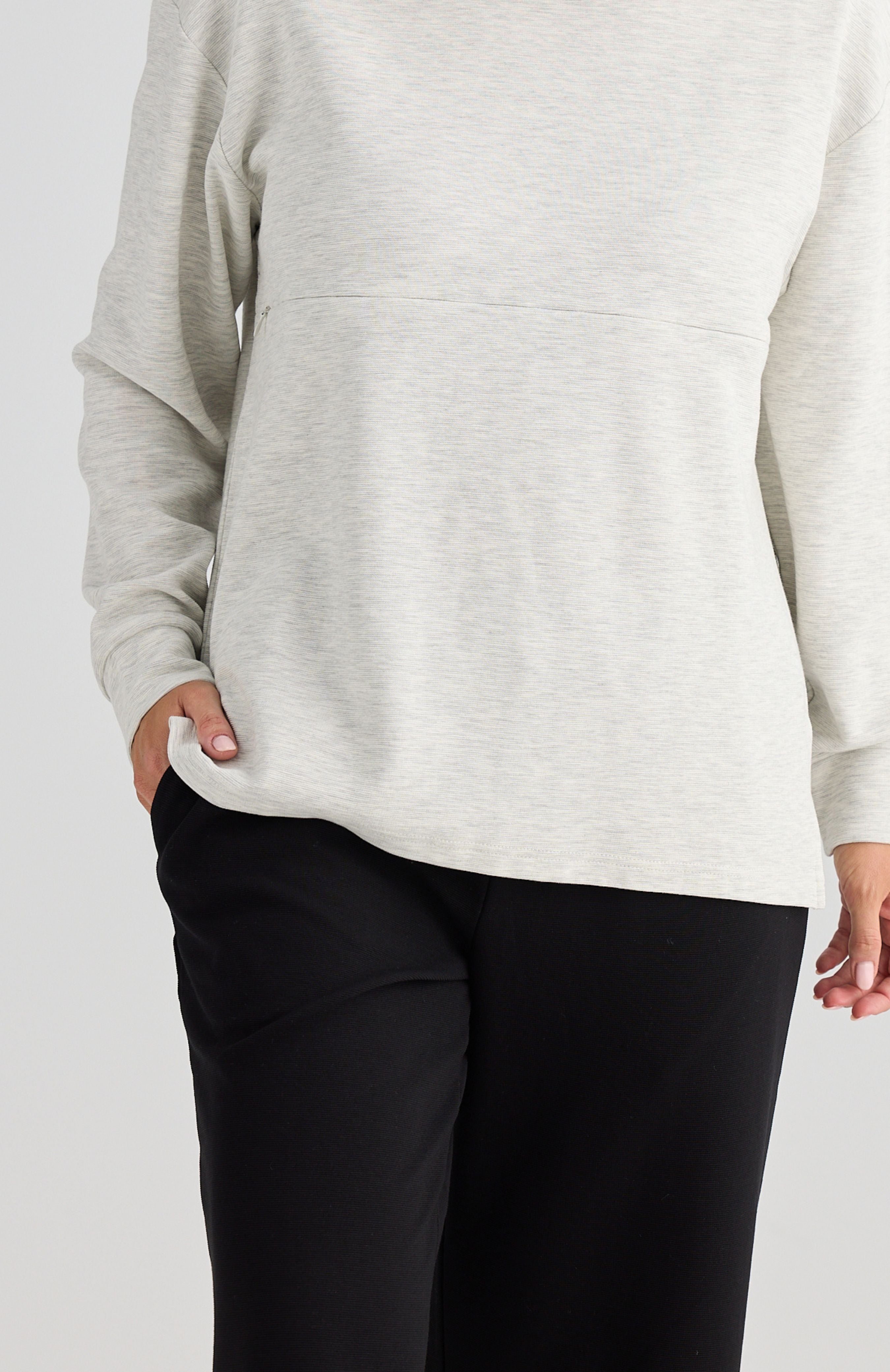 Piper Long Sleeve Breastfeeding Top Grey Marle
