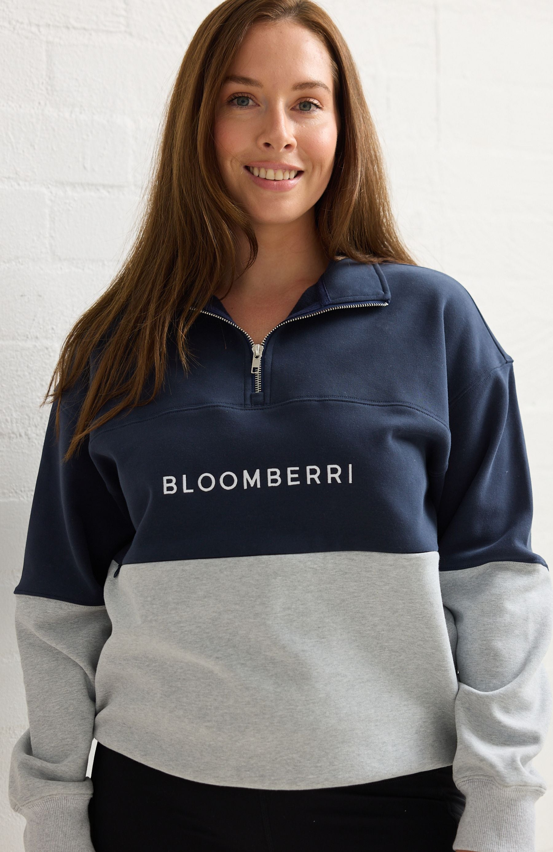 London Quarter Zip Navy-Grey