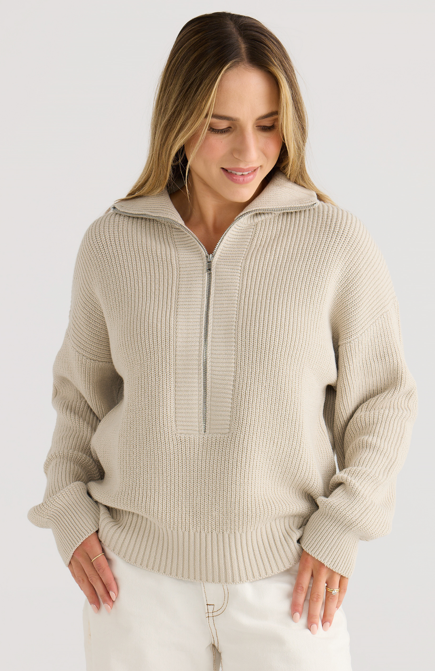 Chloe Zip Knit Mist