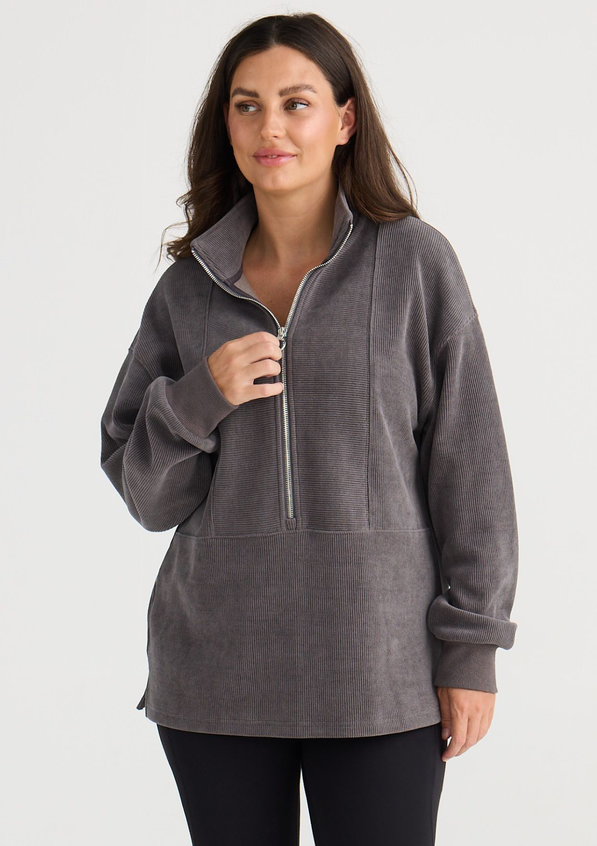Harlow Ribbed Sweat (Washed Charcoal)