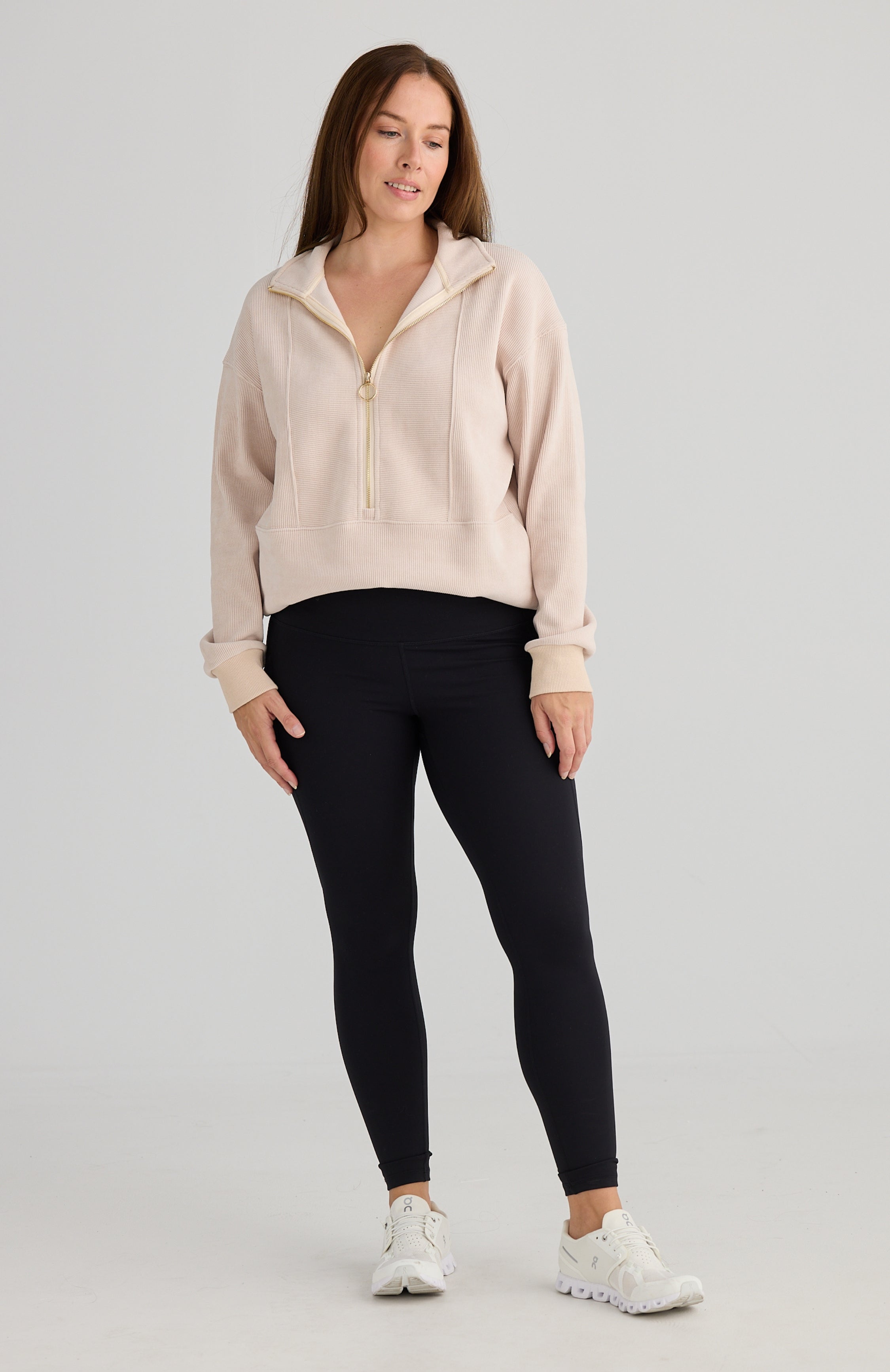 Harlow Ribbed Sweat (Light Beige)