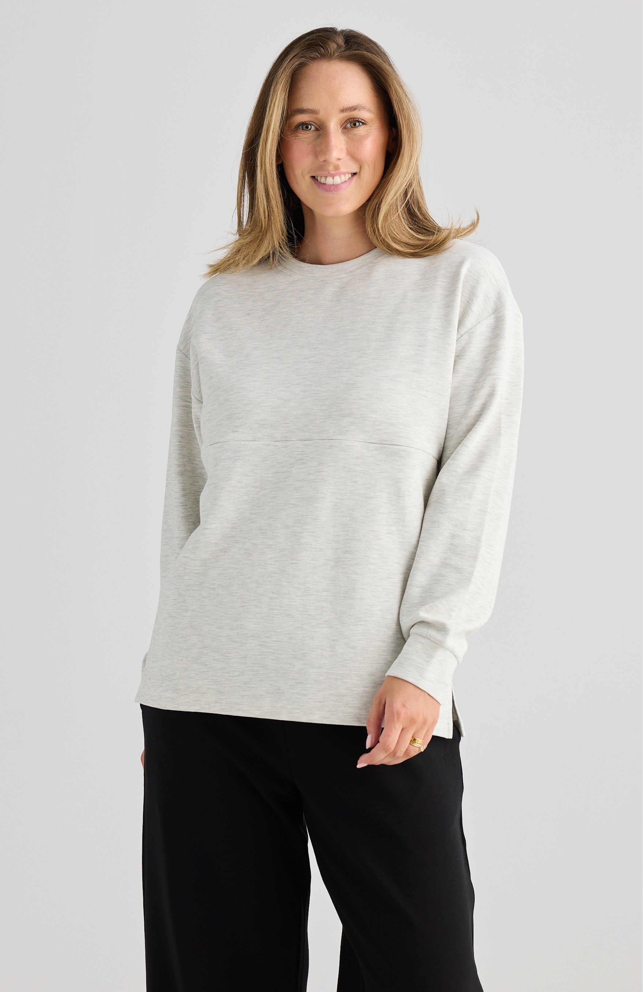 Piper Long Sleeve Breastfeeding Top Grey Marle