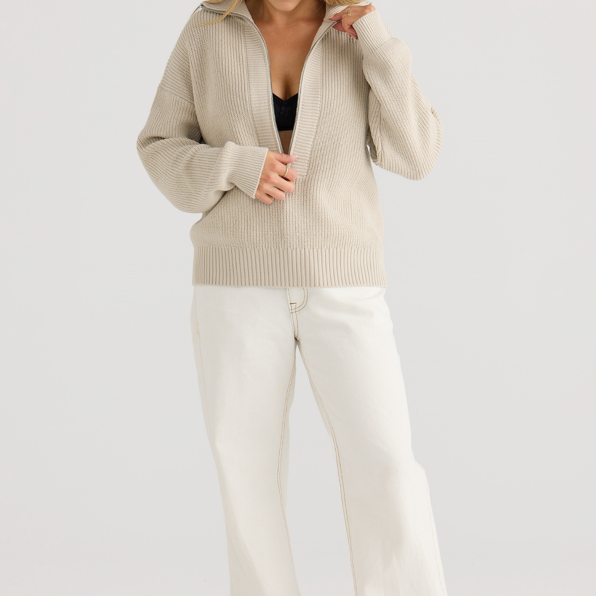Breastfeeding Friendly Half Zip Knit