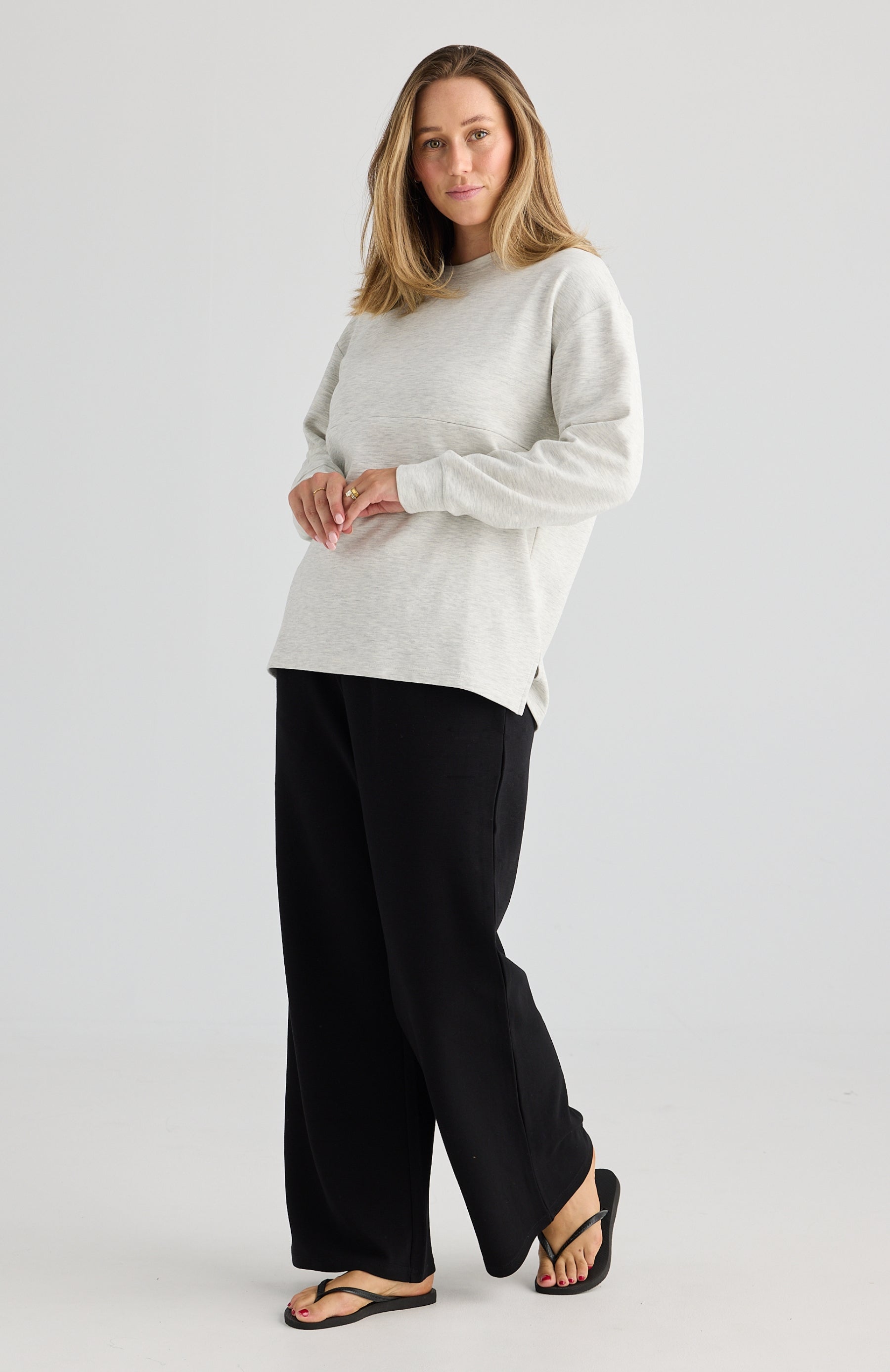 Piper Long Sleeve Breastfeeding Top Grey Marle