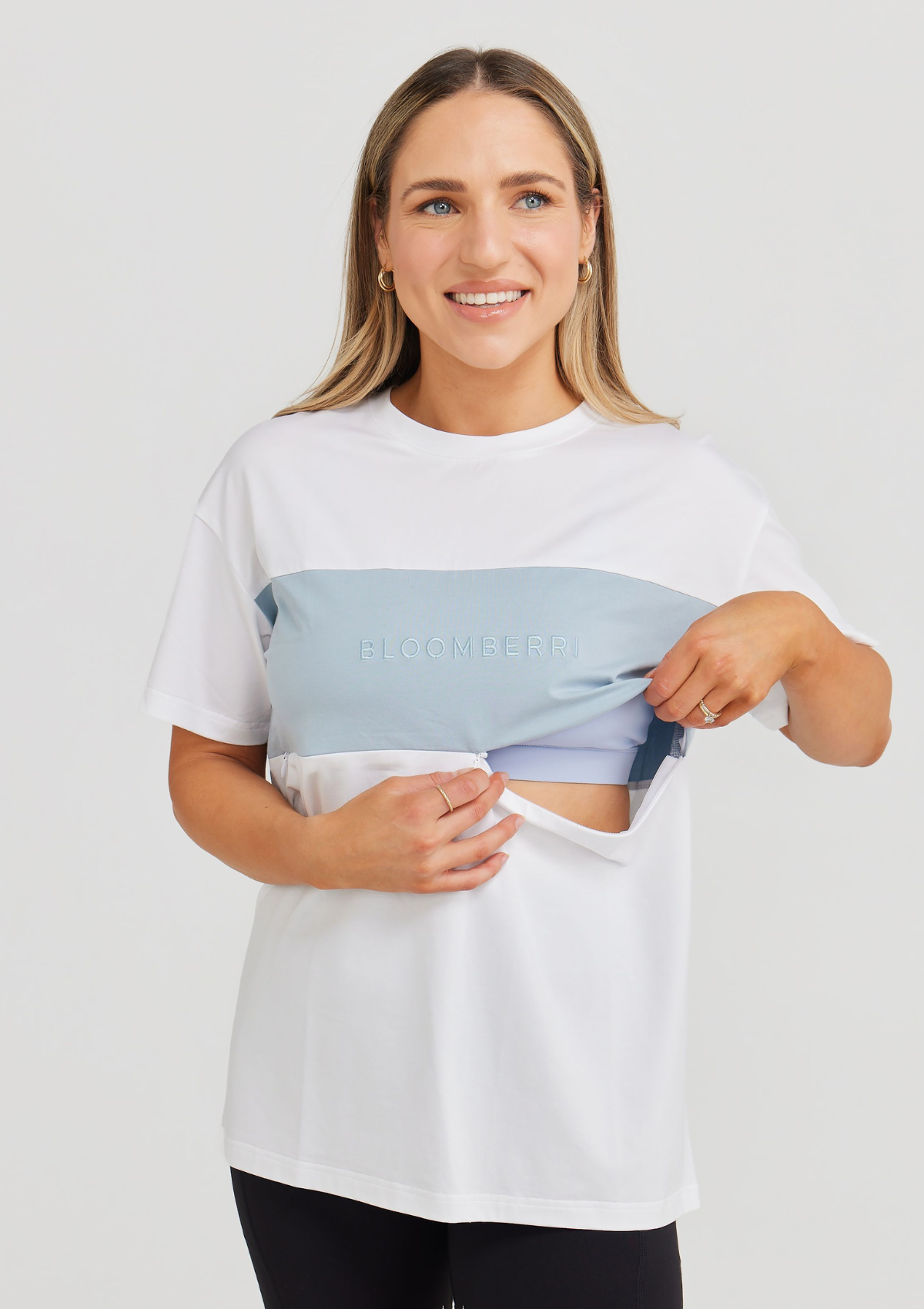 Milana Nursing Tee (Light Blue and White)
