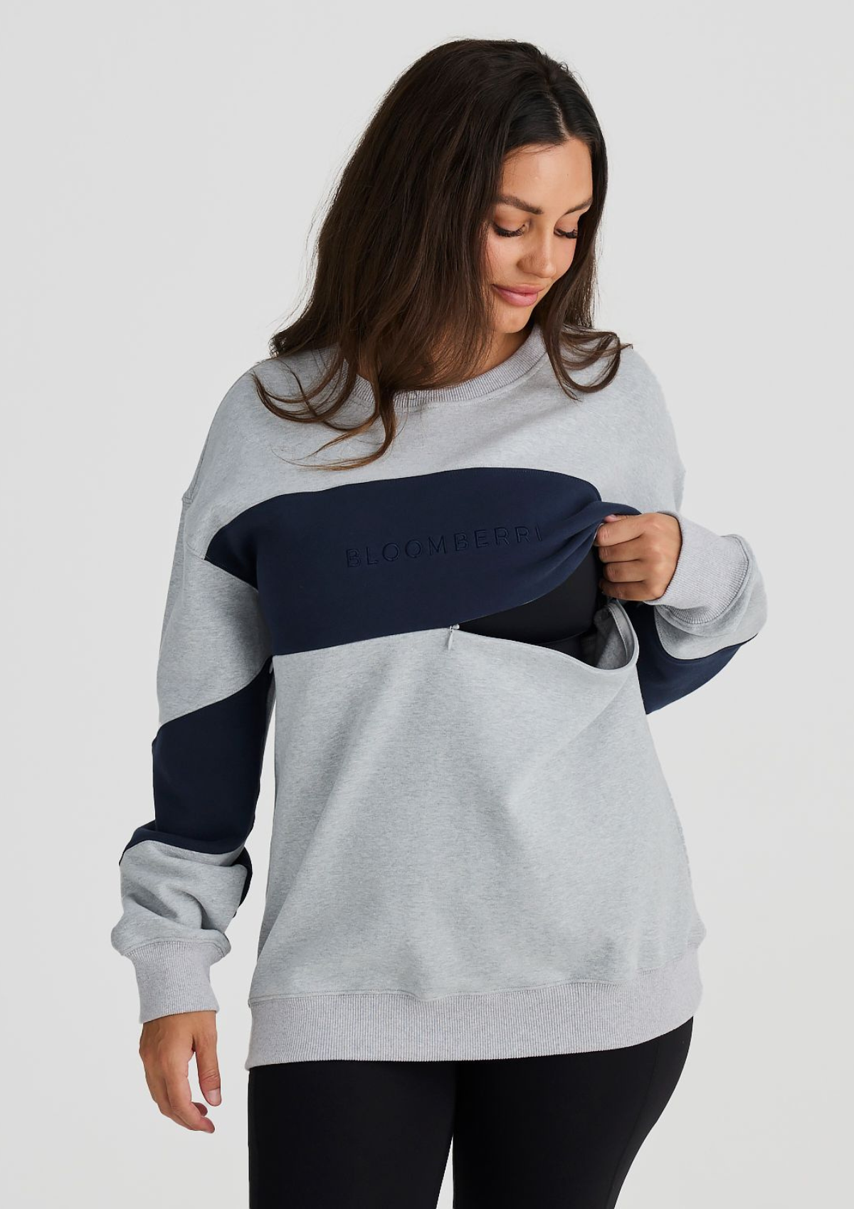 Elevate Nursing Sweater (Grey-Navy)