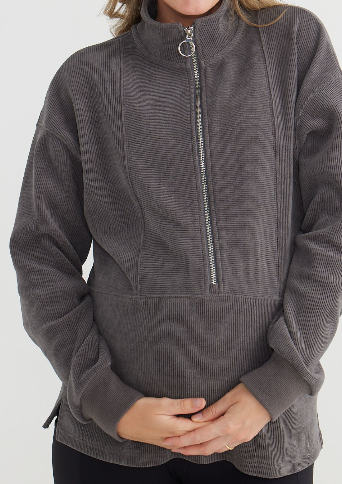Harlow Ribbed Sweat (Washed Charcoal)