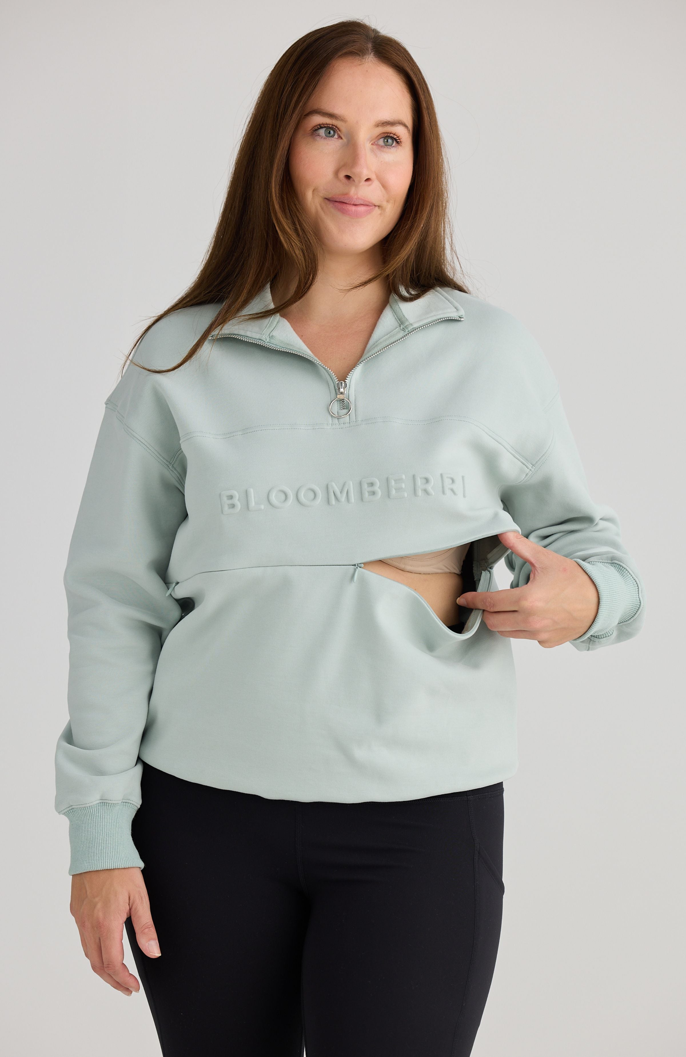 Bloomberri Nursing Jumper Quarter Zip Sage