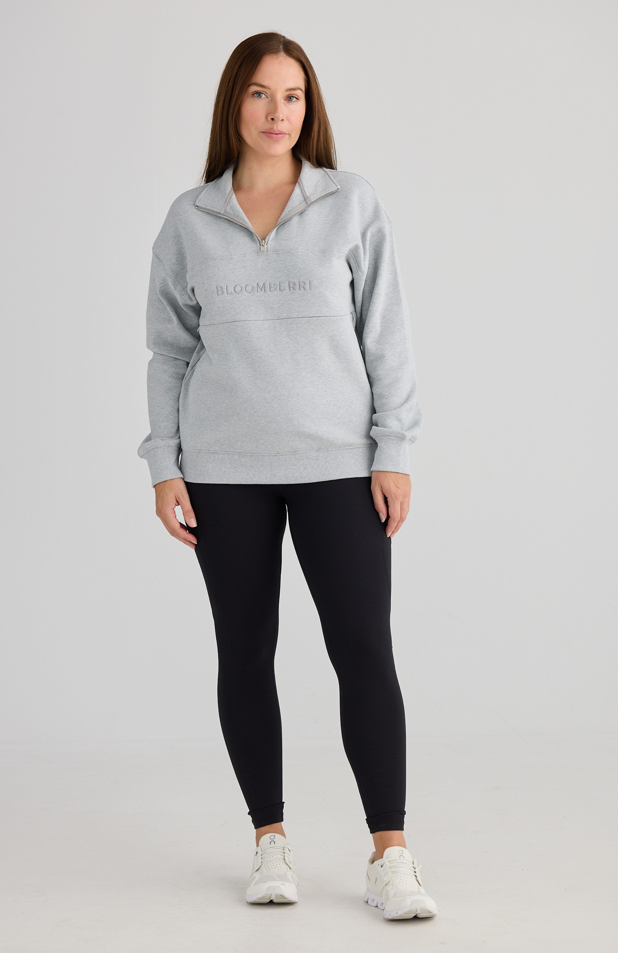 Bloomberri breastfeeding jumper in heather grey