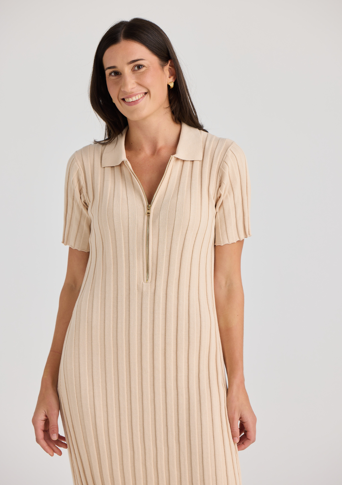 Breastfeeding Dresses Knit Beige by Bloomberri