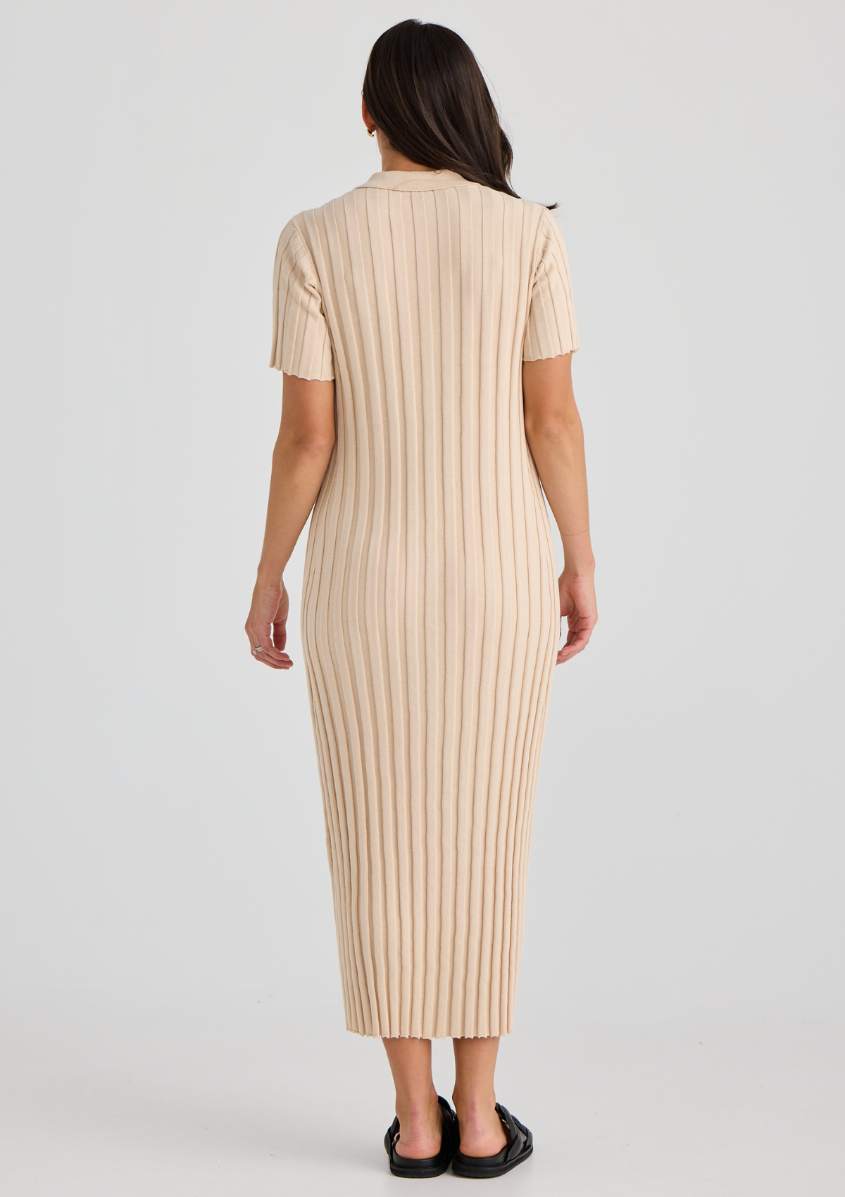 Breastfeeding Friendly Dress Beige Knit by Bloomberri
