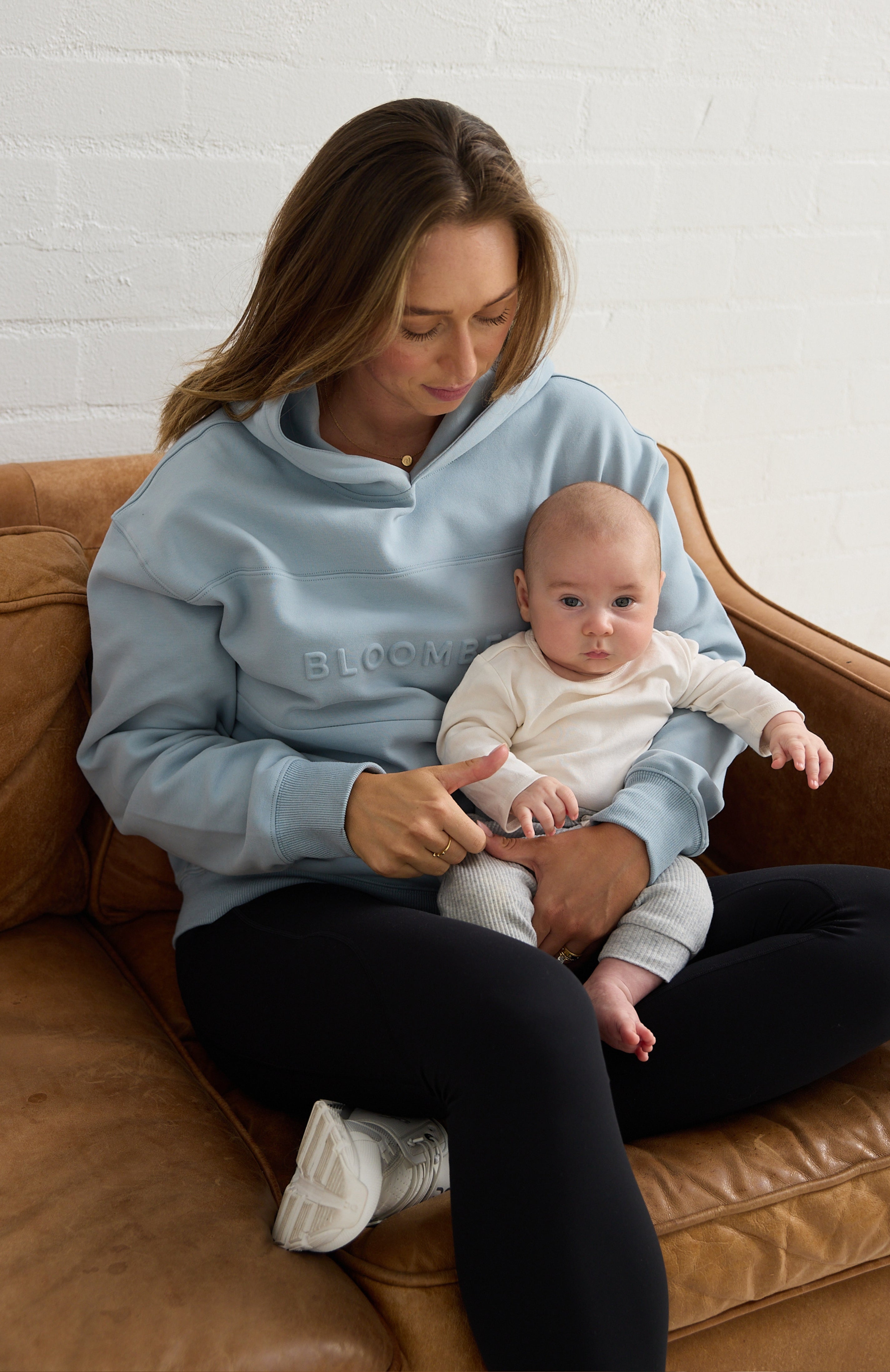 Breastfeeding Hoodie Jumper in Blue by Bloomberri