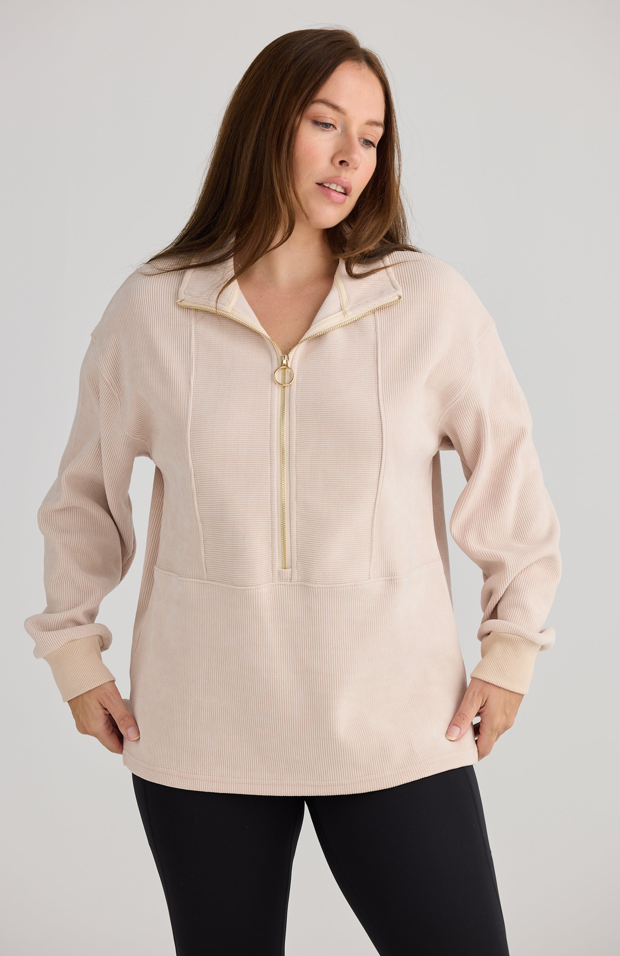 Harlow Ribbed Sweat (Light Beige)